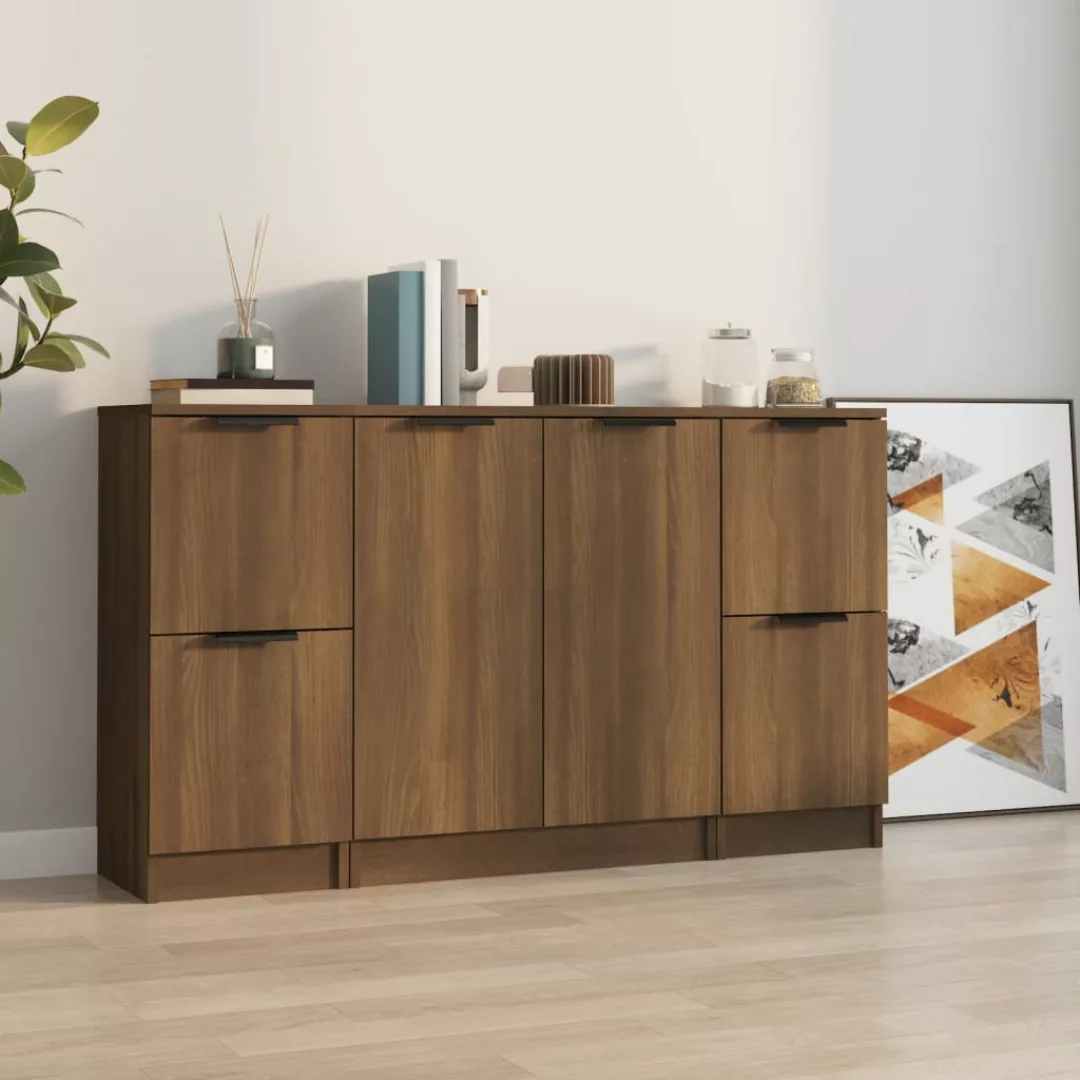 Vidaxl Sideboards 3 Stk. Braun Eichen-optik Holzwerkstoff günstig online kaufen