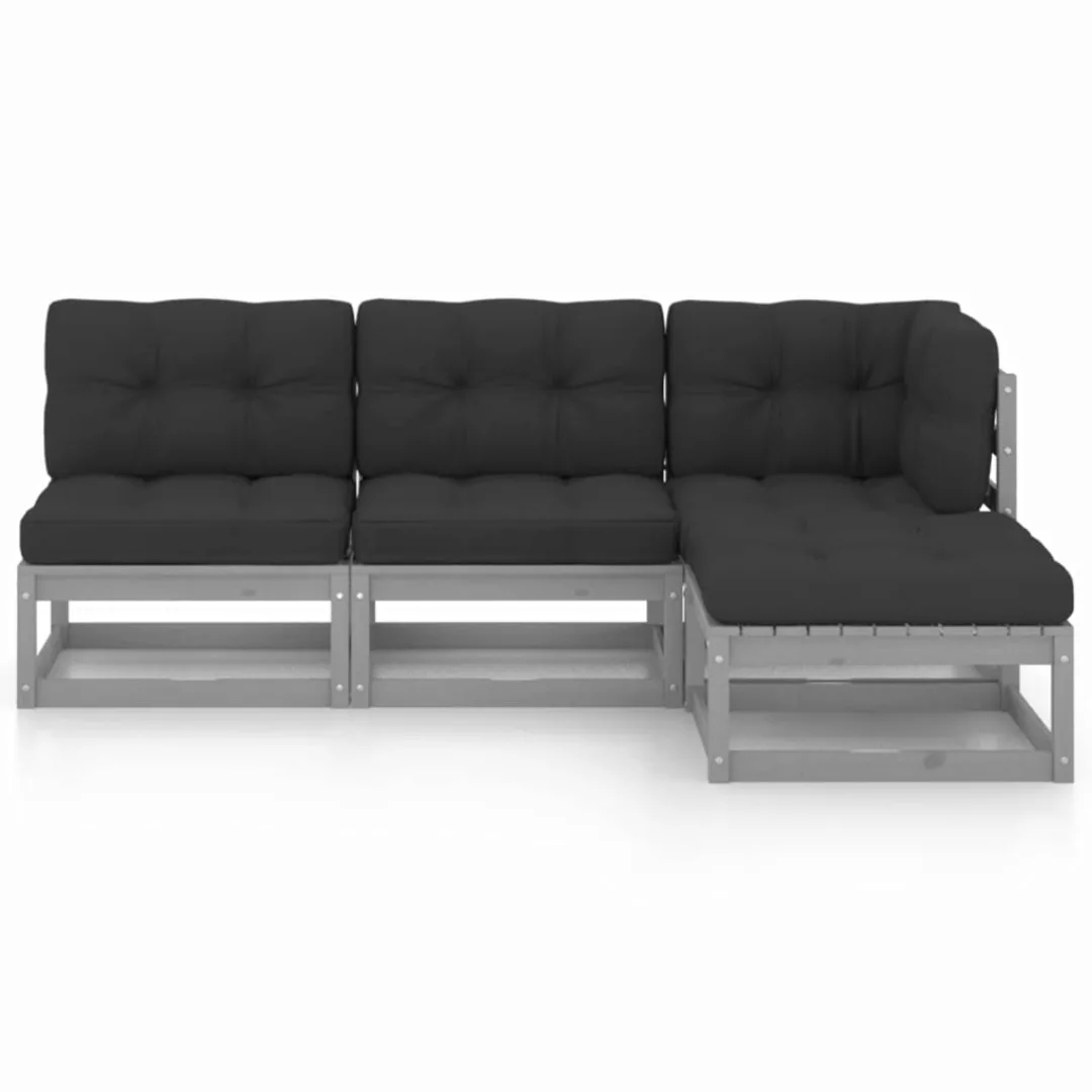 4-tlg. Garten-lounge-set Mit Kissen Kiefer Massivholz günstig online kaufen