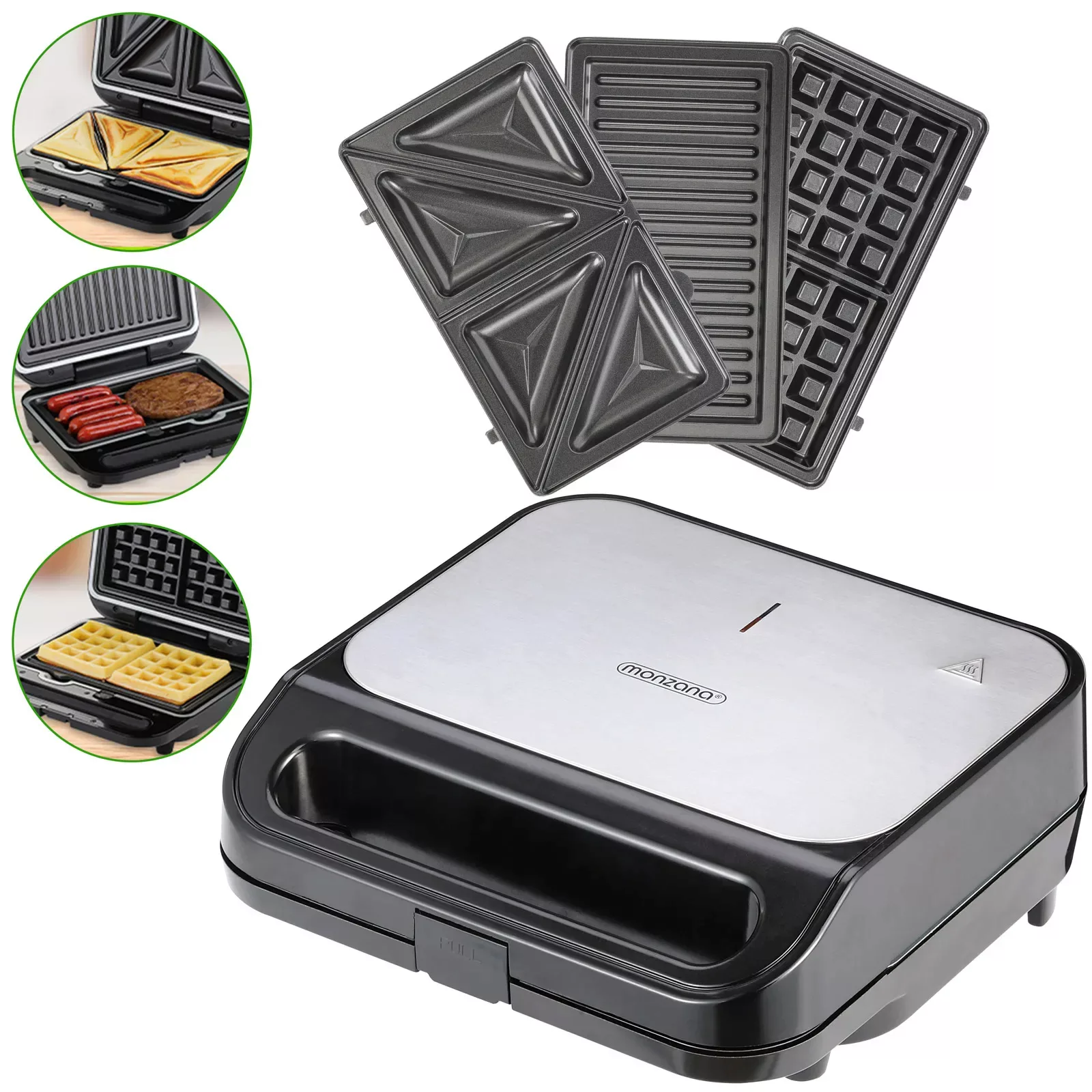 Kontaktgrill XXL 3in1 Schwarz/Silber 1.000W günstig online kaufen