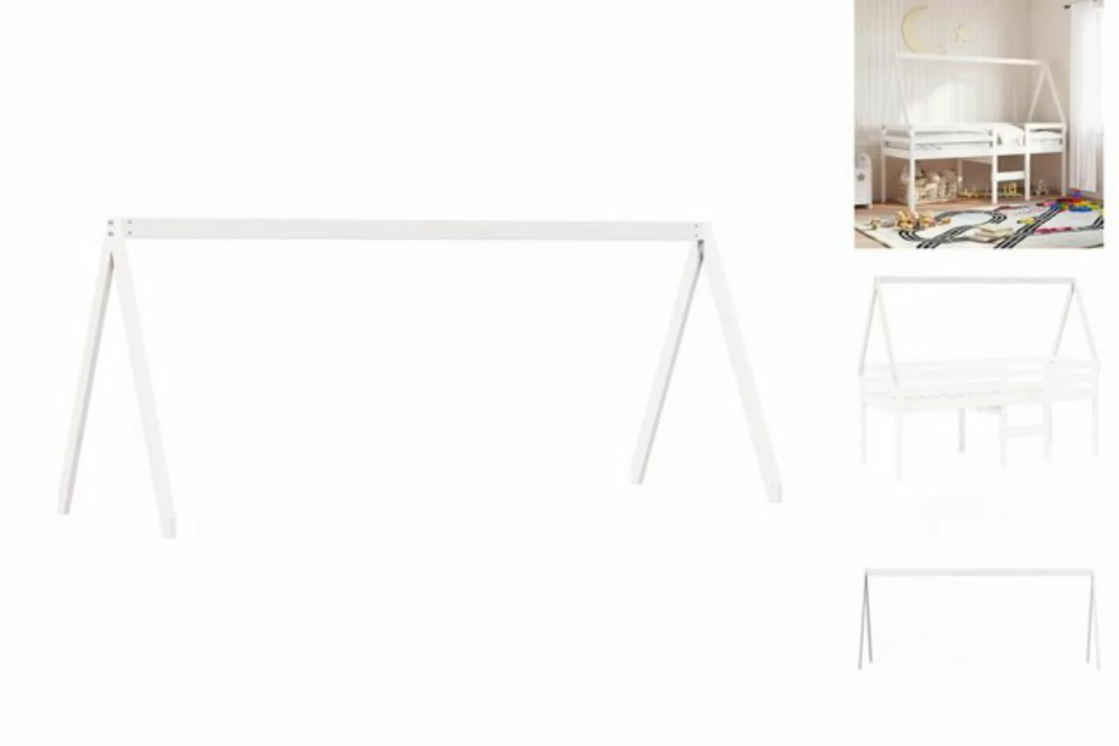 vidaXL Kinderbett Dach für Kinderbett Weiß 199x95,5x88 cm Massivholz Kiefer günstig online kaufen