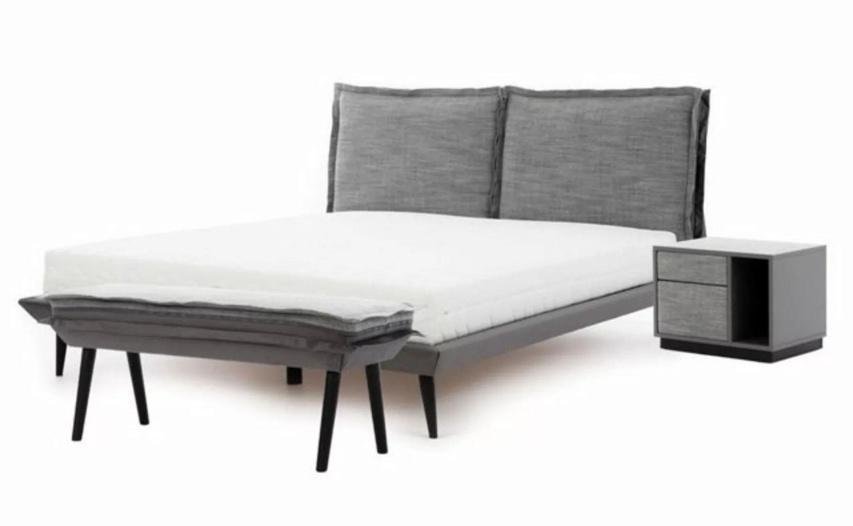 JVmoebel Bett Bett Grau Schön Design Modern Luxus Betten Schlafzimmer Elega günstig online kaufen