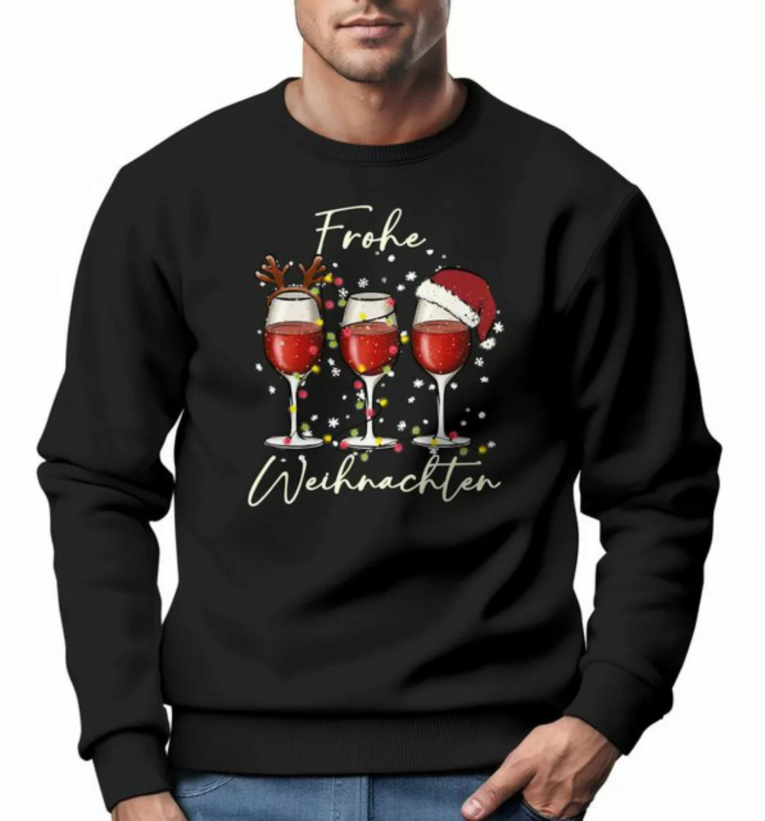 MoonWorks Sweatshirt Sweatshirt Herren Weihnachtspullover Weingläser Aufdru günstig online kaufen