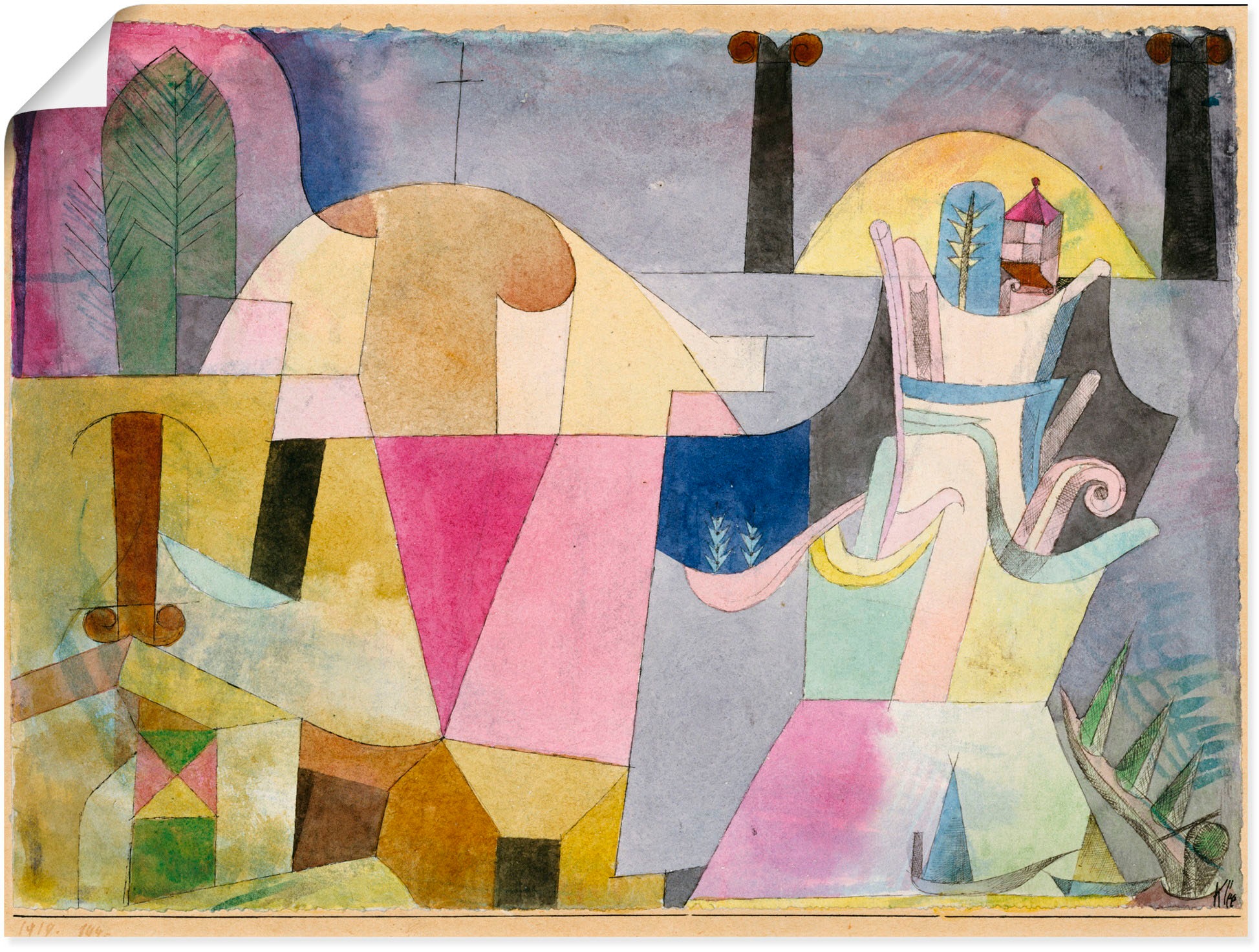 Artland Kunstdruck "Landschaft mit schwarzen Säulen. 1919.", Muster, (1 St. günstig online kaufen