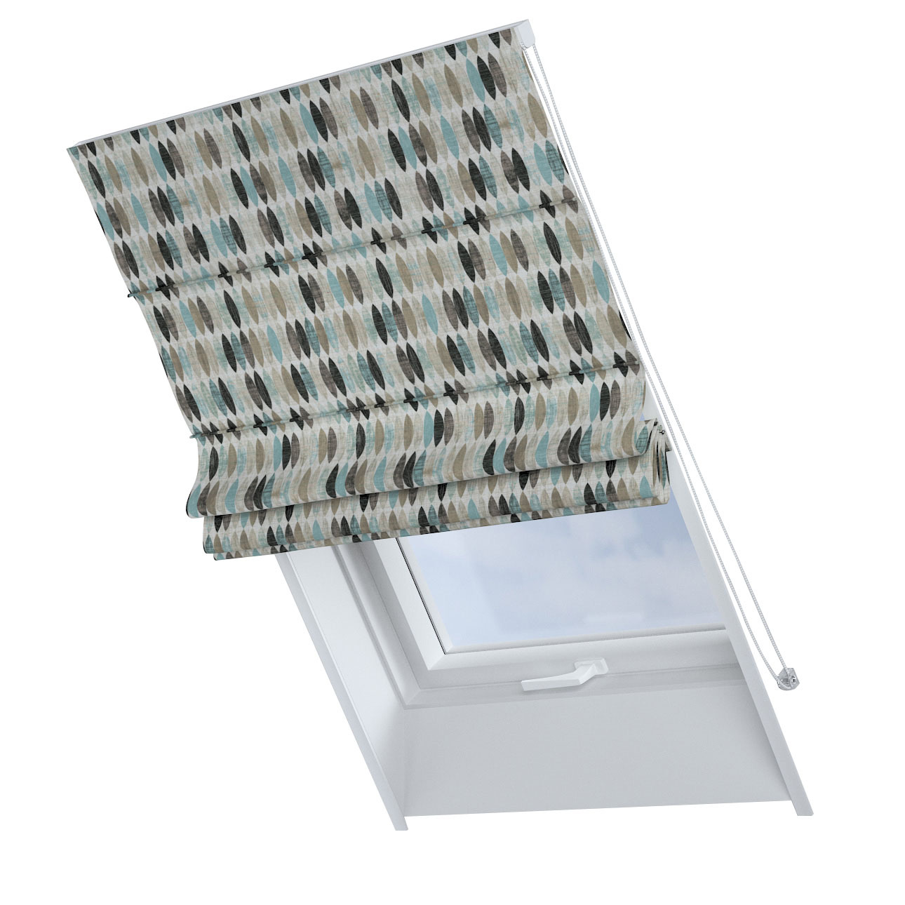 Dekoria Dachfenster-Raffrollo Rimini, blau-beige, 50 x 60 cm günstig online kaufen
