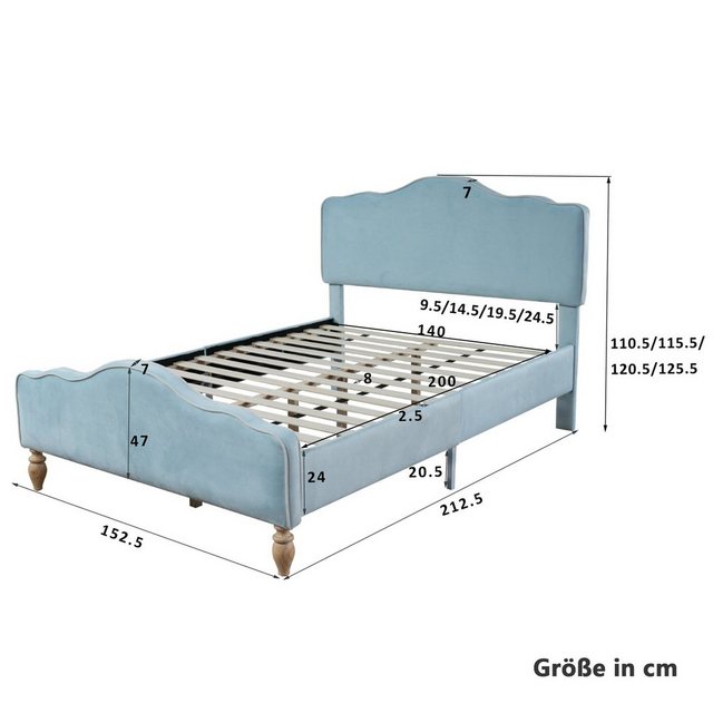 KLAM HOME Kinderbett Mädchenbett Jugendbett 140x200 aus Holz (Doppelbett in günstig online kaufen