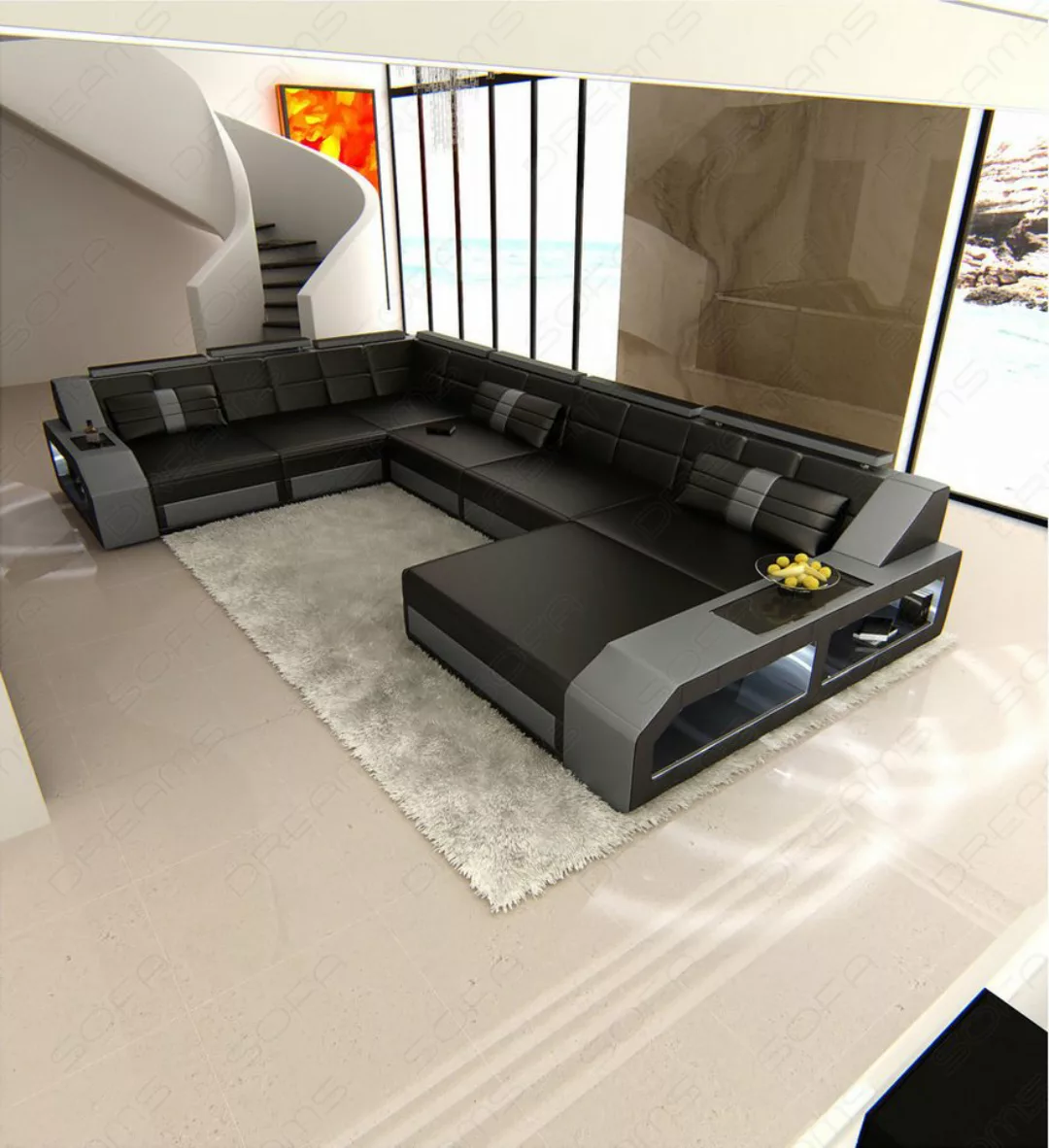 Sofa Dreams Wohnlandschaft Matera Mini, Designersofa, Kopfstützen, LED, USB günstig online kaufen