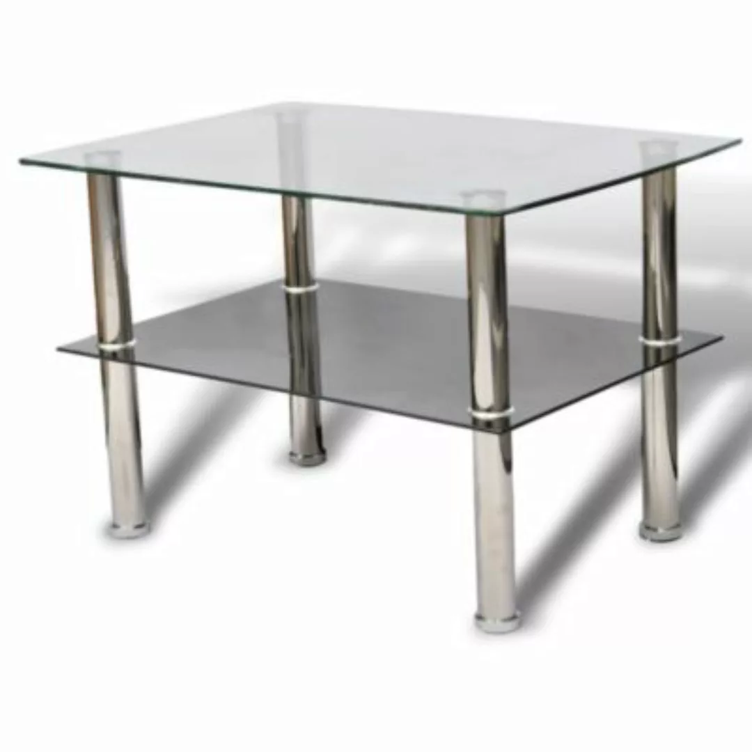 vidaXL Couchtisch Glas 2 Ebenen Couchtisch silber günstig online kaufen