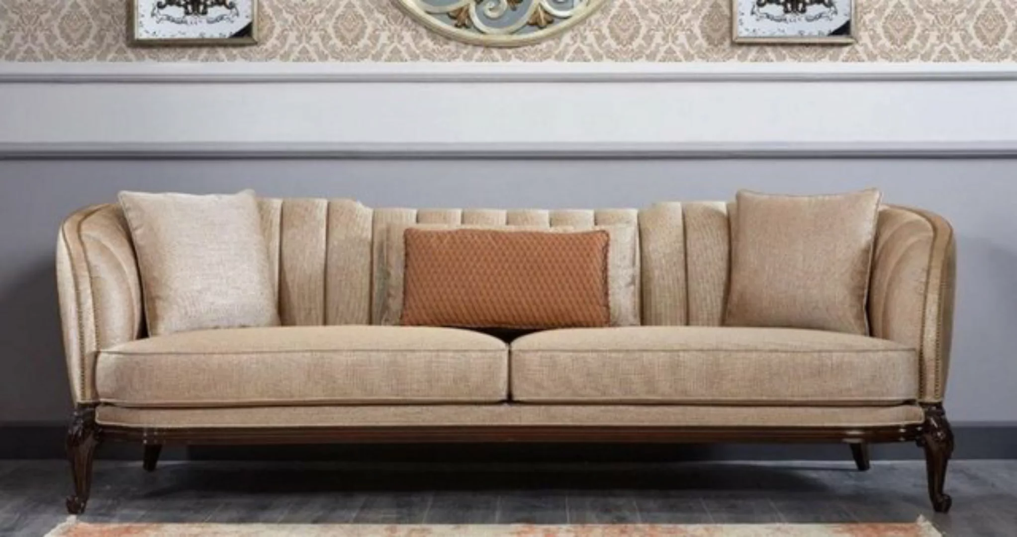 Casa Padrino Sofa Casa Padrino Luxus Barock Sofa Beige / Dunkelbraun - Prun günstig online kaufen