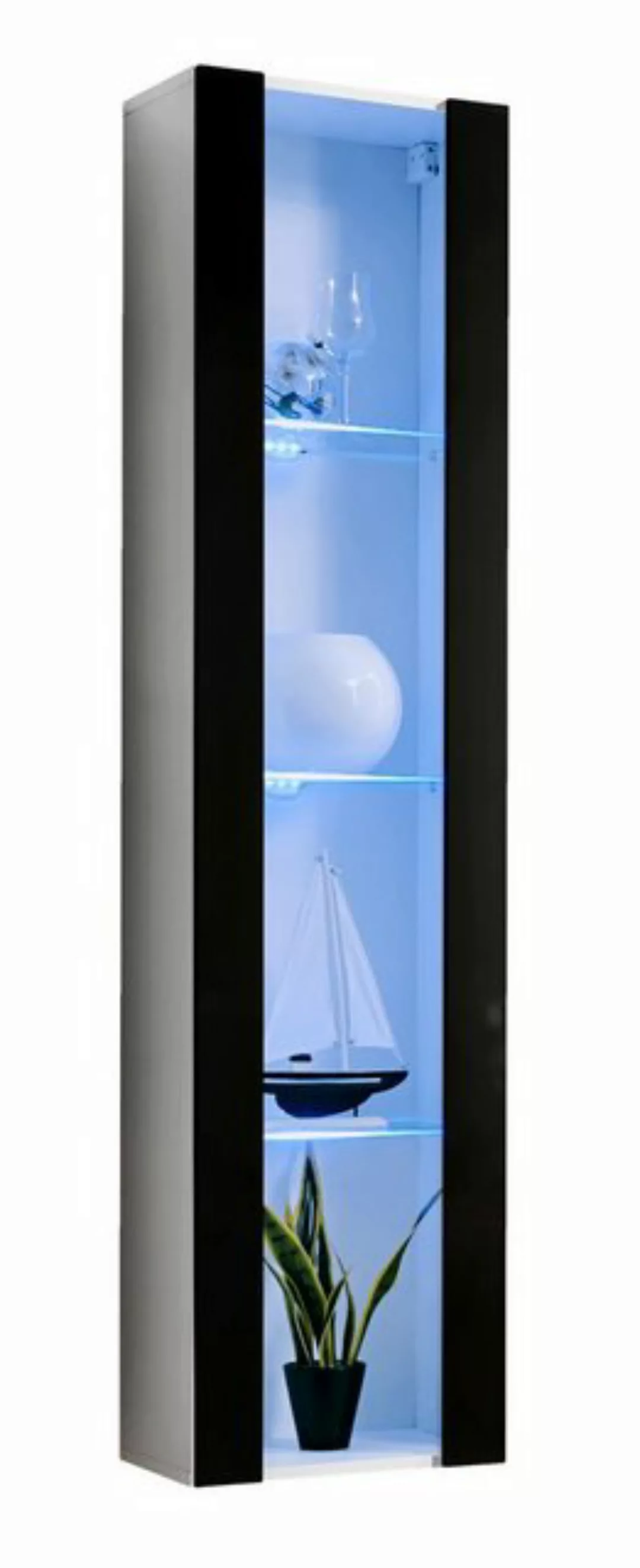 ASM-Moebel Hängevitrine Hängevitrine Glasvitrine FLY I Hochglanz Led Push-C günstig online kaufen