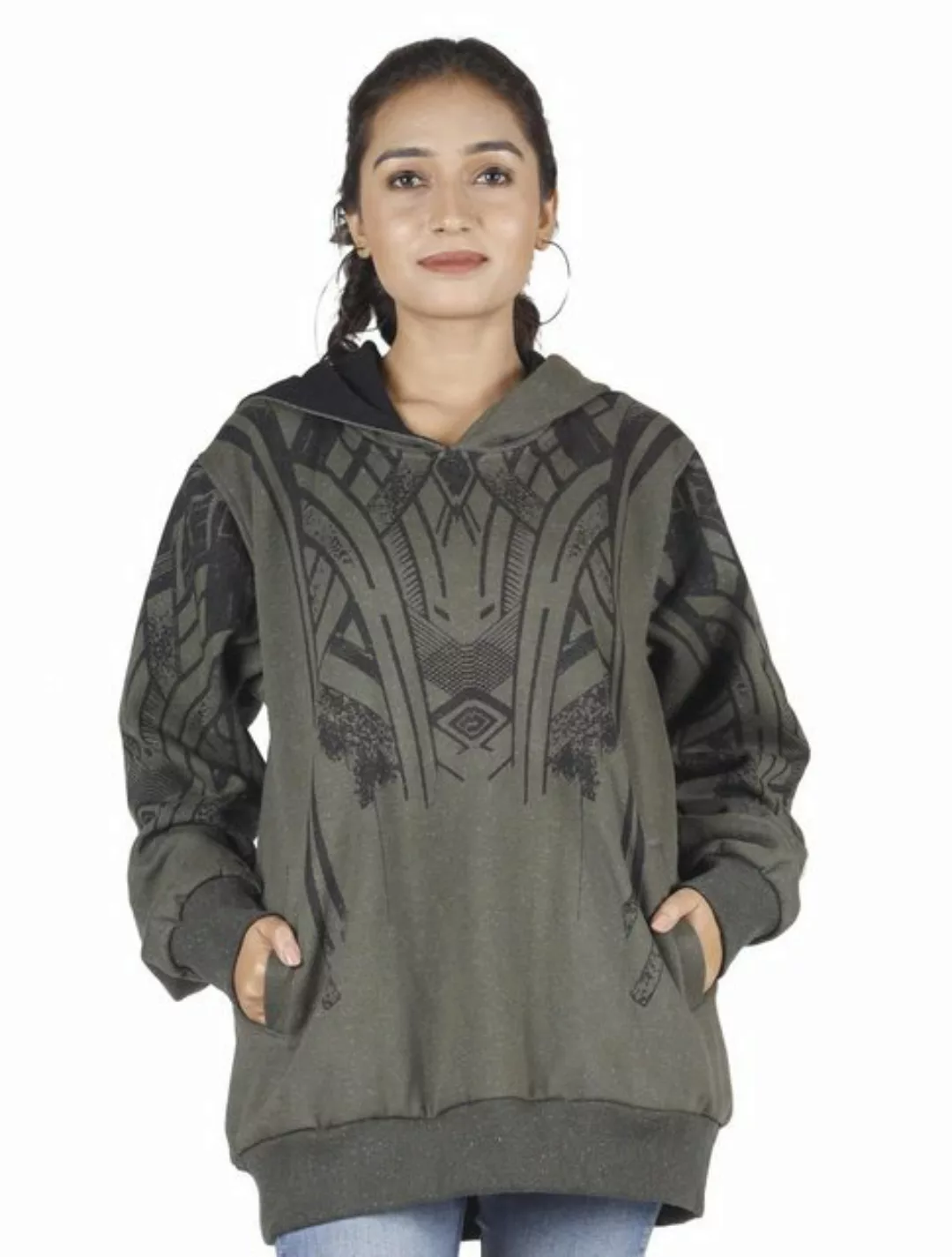 Guru-Shop Langjacke Goa Festival Hoody mit Tribal Print,.. alternative Bekl günstig online kaufen