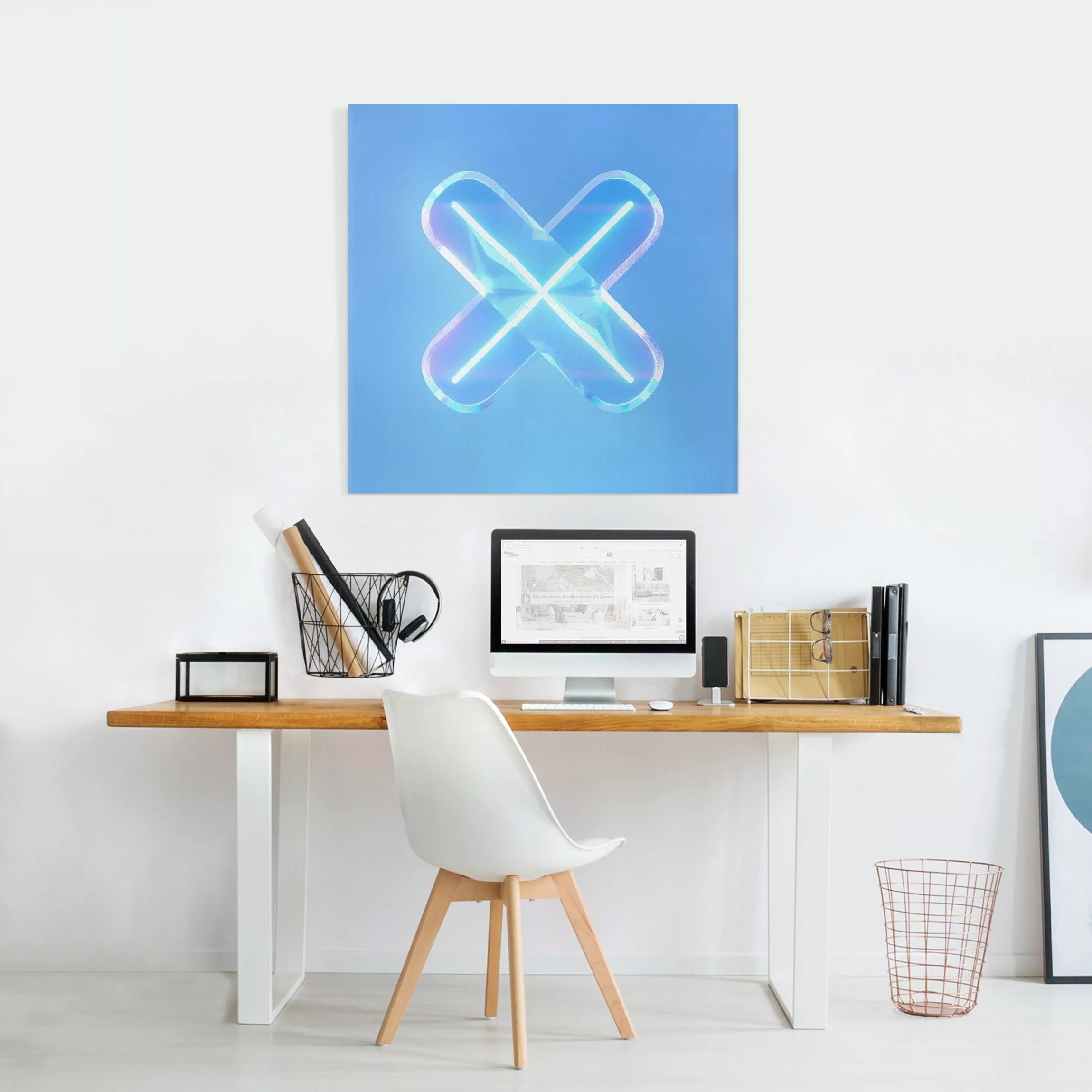 Leinwandbild Neon Gamer Symbol X günstig online kaufen