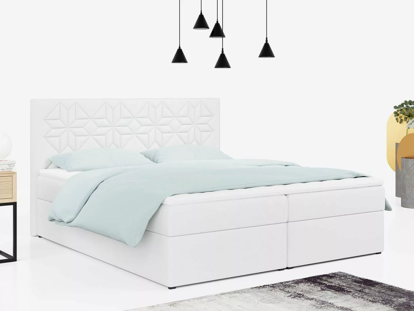 MKS MÖBEL Boxspringbett STELLE 1, Doppelbett mit Multipocket - Matratze - M günstig online kaufen