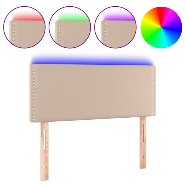 vidaXL Bett, LED Kopfteil Cappuccino-Braun 90x5x78/88 cm Kunstleder günstig online kaufen