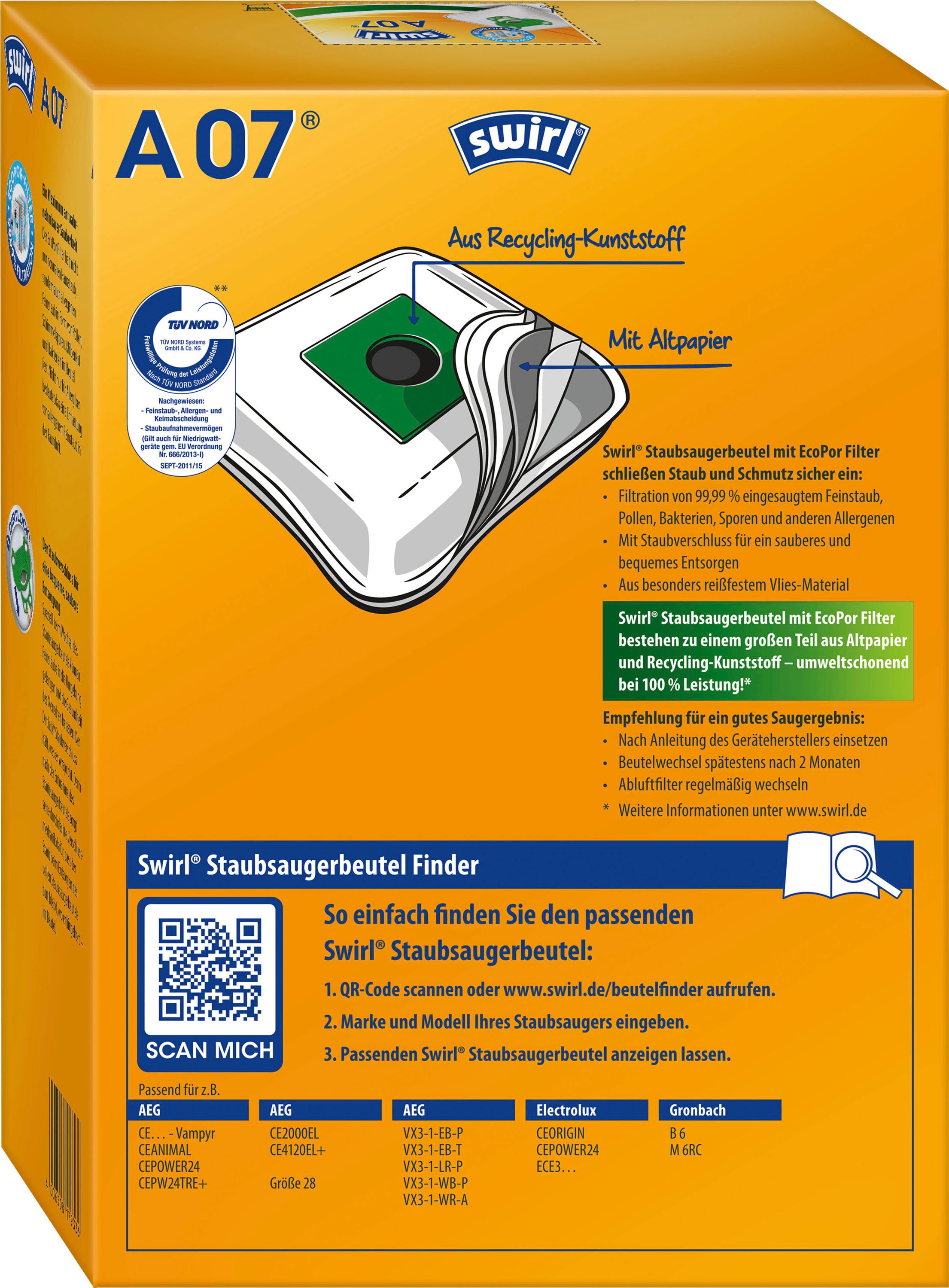 Swirl MicroPor Plus Staubsaugerbeutel A07 günstig online kaufen