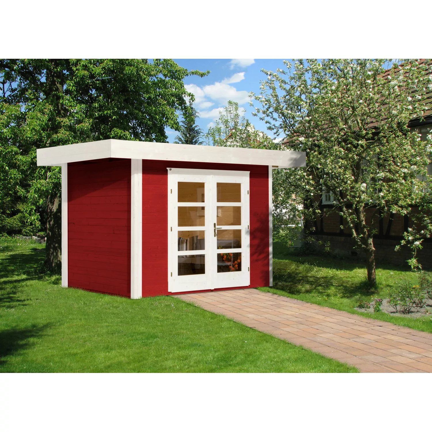 Weka Holz-Gartenhaus Flachdach Lasiert 284 cm günstig online kaufen