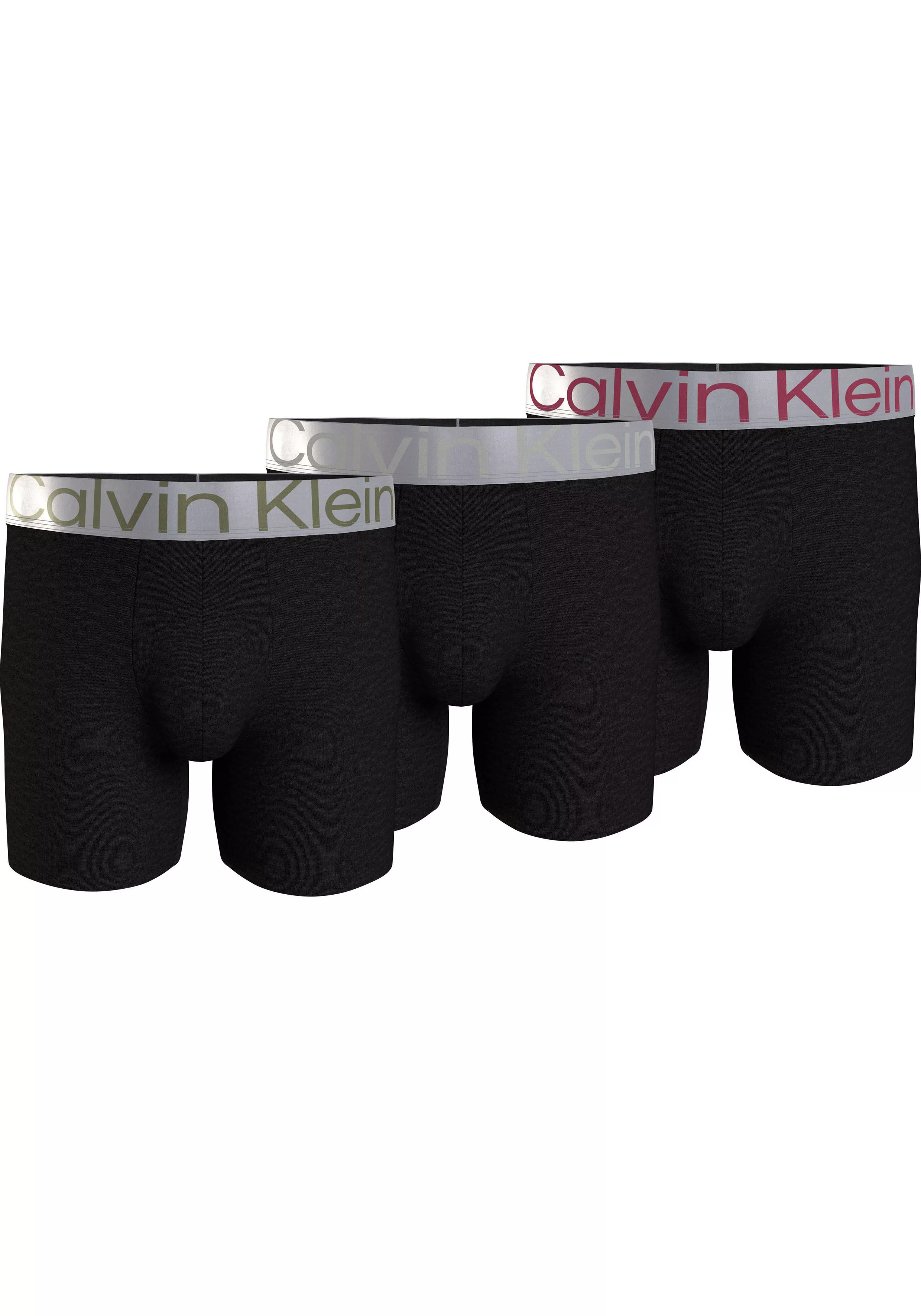 Calvin Klein 3-er Set Boxer Briefs Schwarz mit verschiedenfarbigen Webbund günstig online kaufen