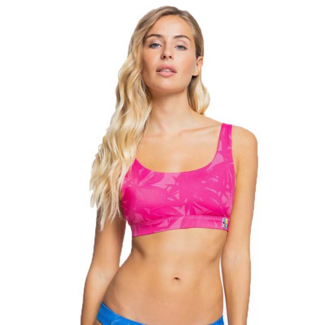 Roxy Pop Surf Bralette Bikini Oberteil M Beetroot Purple Texture Flower günstig online kaufen