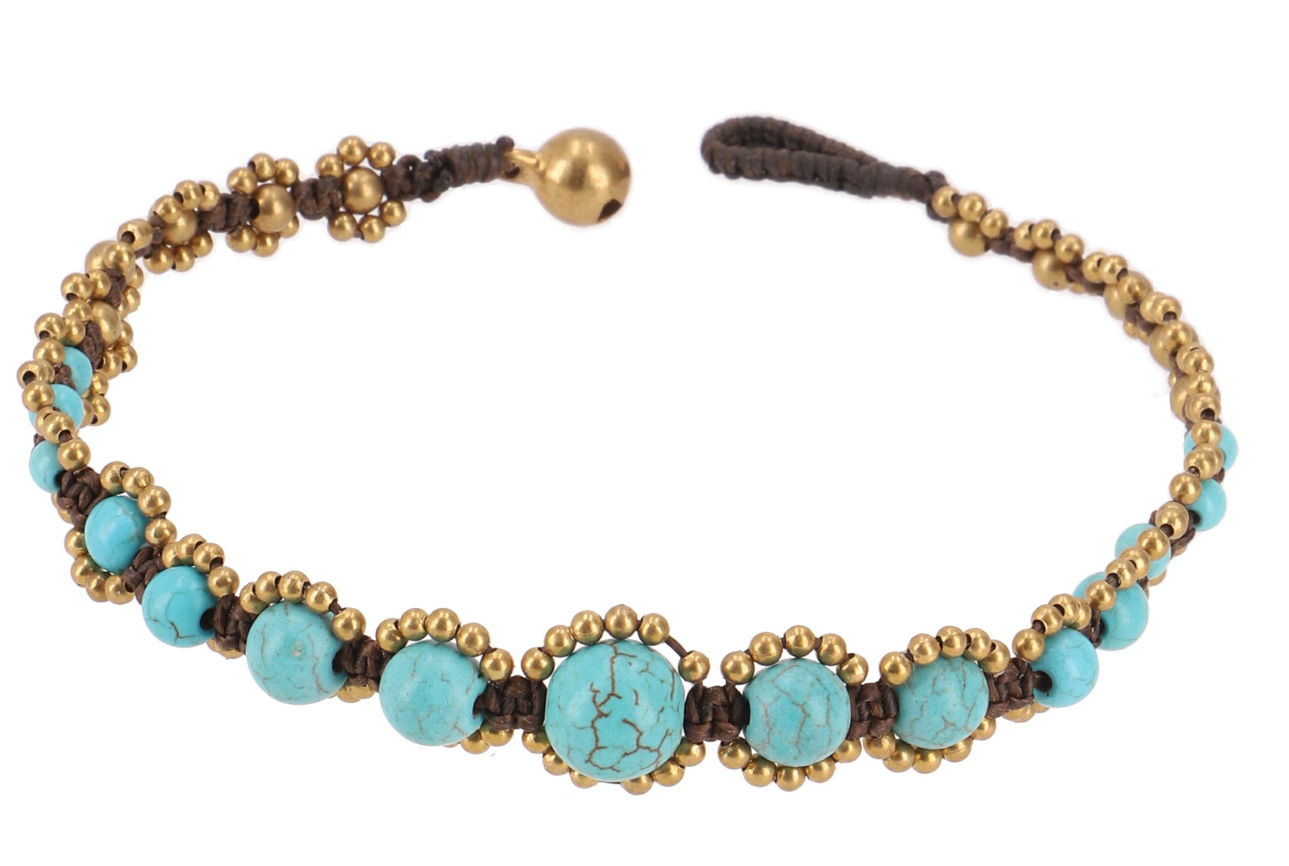 Guru-Shop Fußkette Fußkette Makramee mit Glöckchen, günstig online kaufen