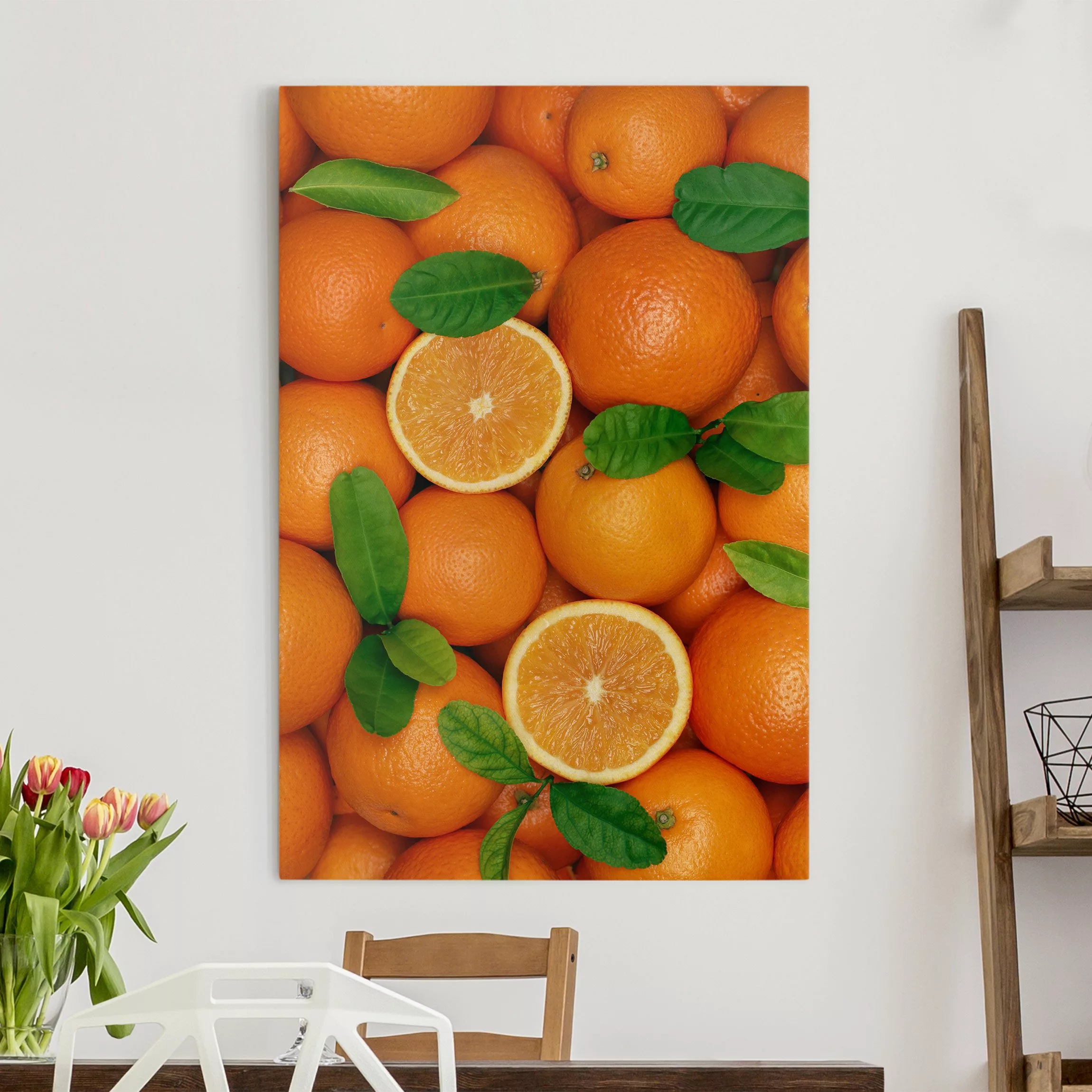 Leinwandbild Küche - Hochformat Saftige Orangen günstig online kaufen
