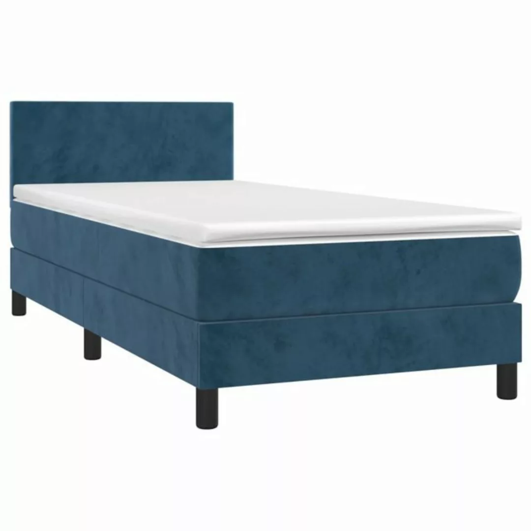 vidaXL Bett Boxspringbett mit Matratze & LED Dunkelblau 90x200 cm Samt günstig online kaufen