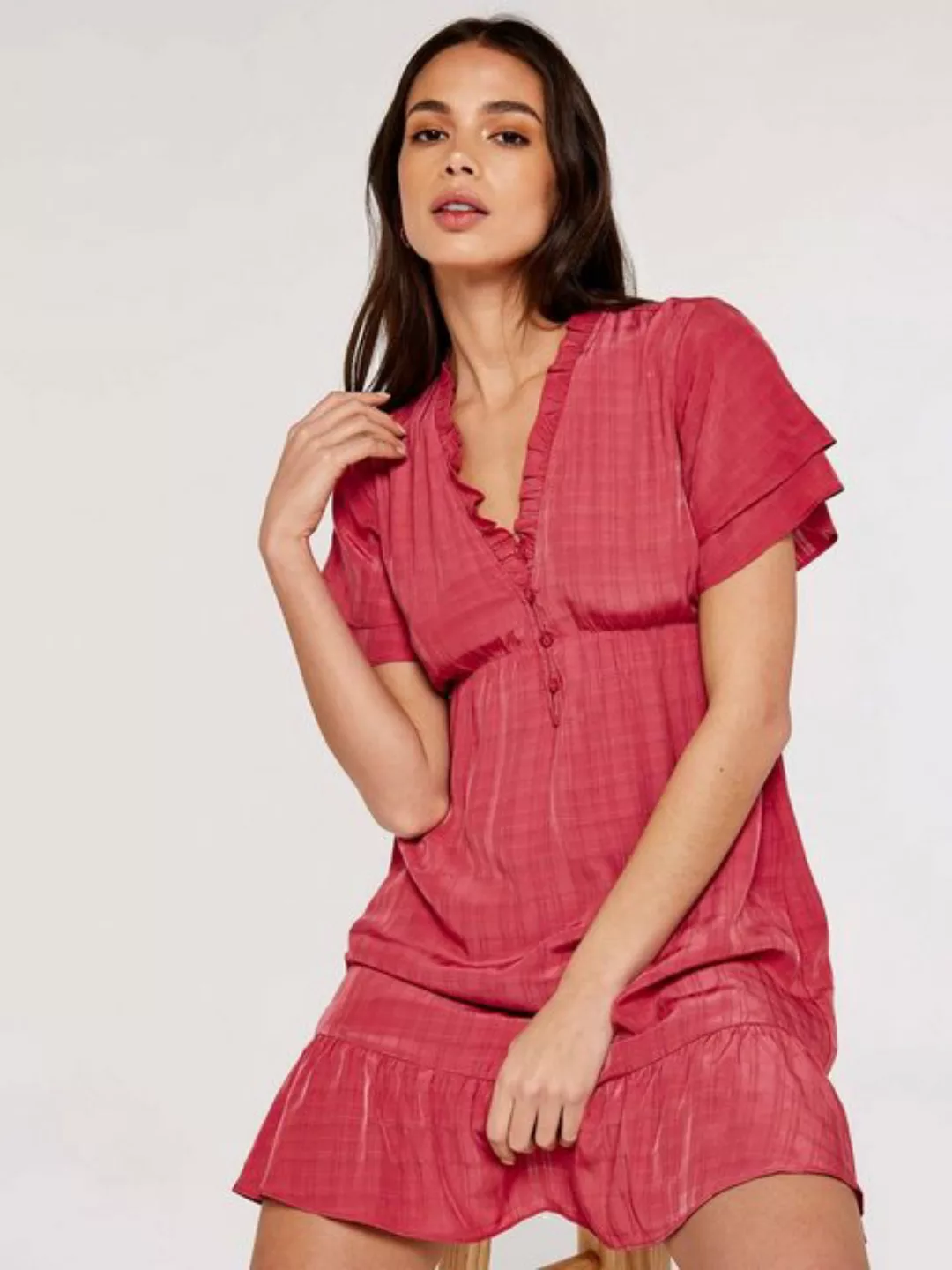 Apricot Sommerkleid in unifarben, mit Engelsärmeln günstig online kaufen