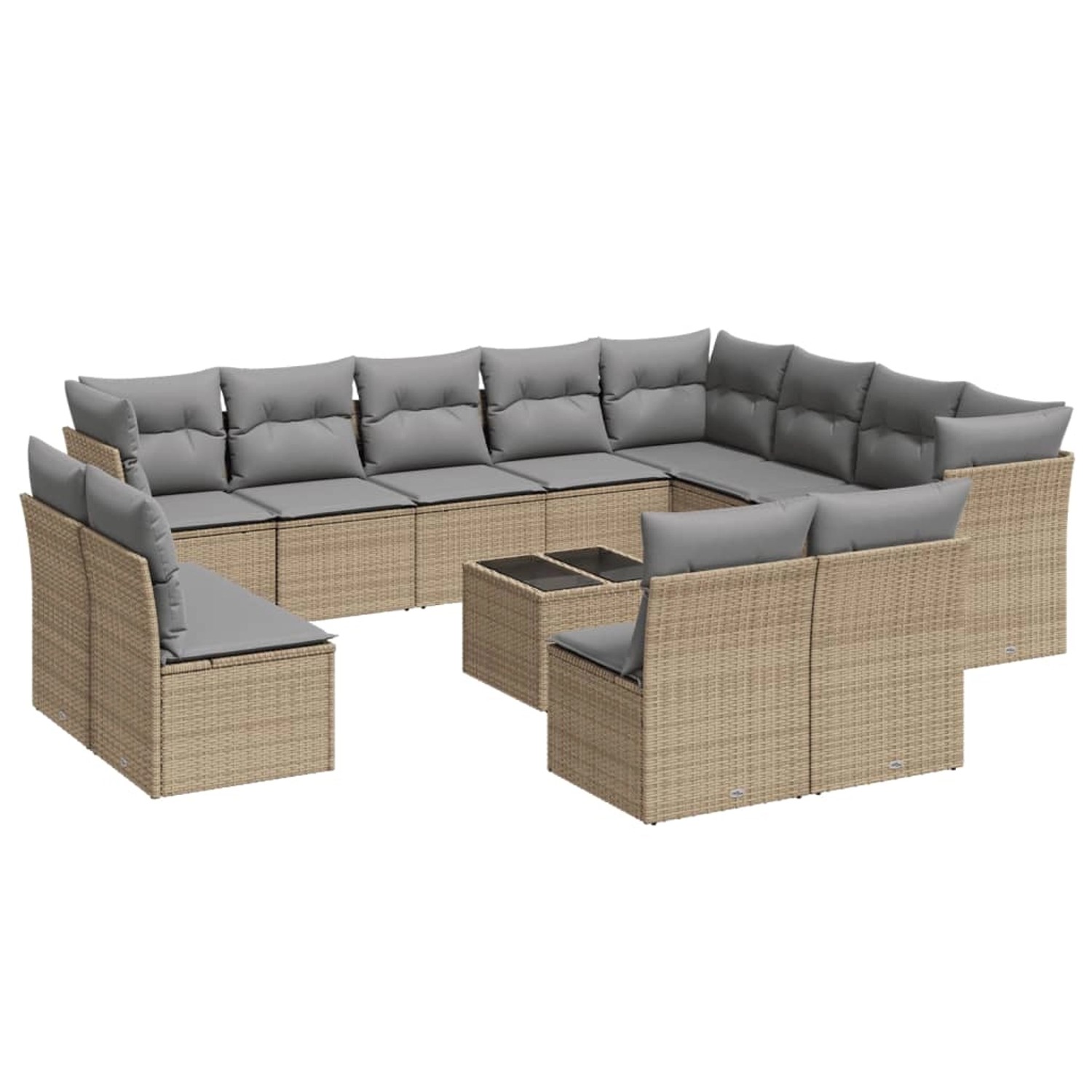vidaXL 13-Tlg Garten-Sofagarnitur mit Kissen Beige Poly Rattan 3218479 günstig online kaufen