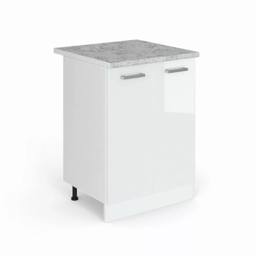 Vicco Unterschrank Küchenschrank + Arbeitsplatte 60 cm R-LINE Weiß Hochglan günstig online kaufen