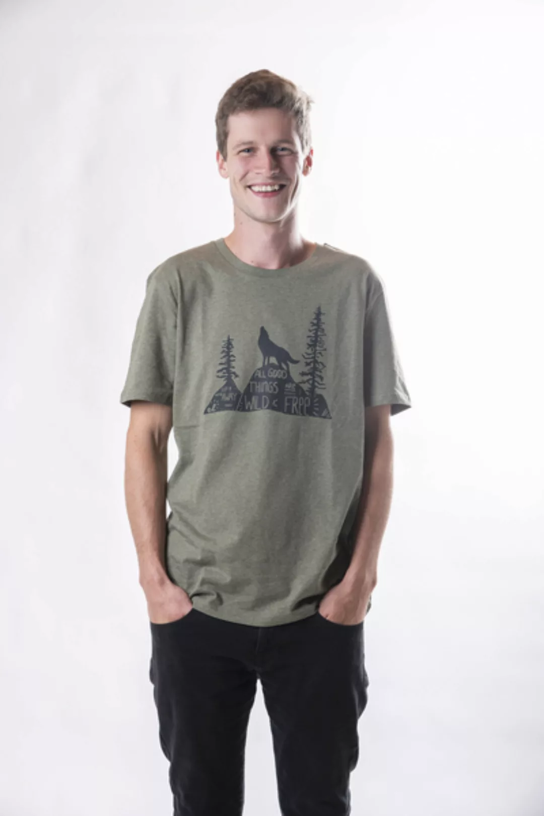 Unisex T- Shirt "Elfrei" In Mid Heather Khaki günstig online kaufen