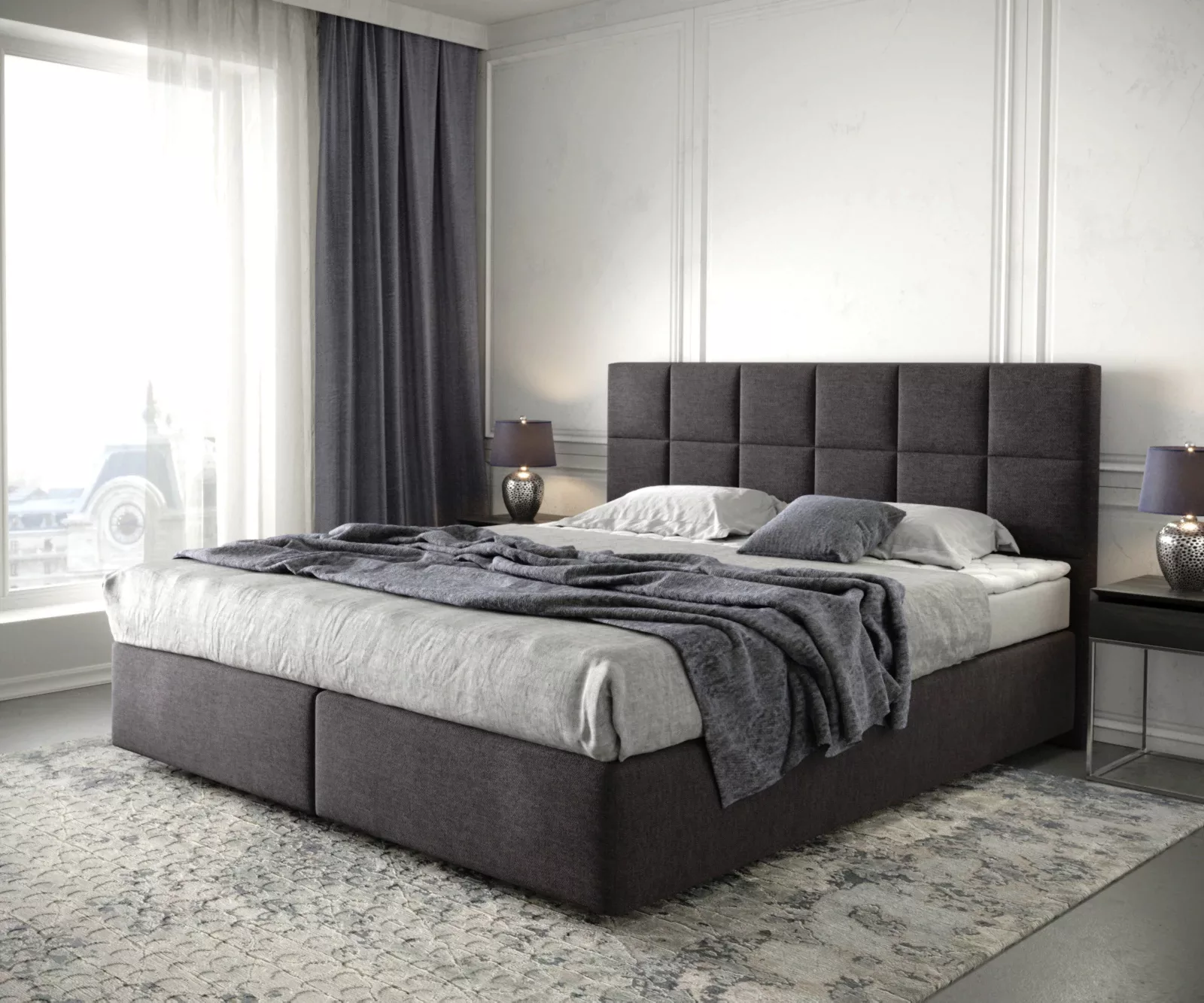 DELIFE Boxspringbett Dream-Fine, Mikrofaser Schwarz 180x200 cm mit Matratze günstig online kaufen