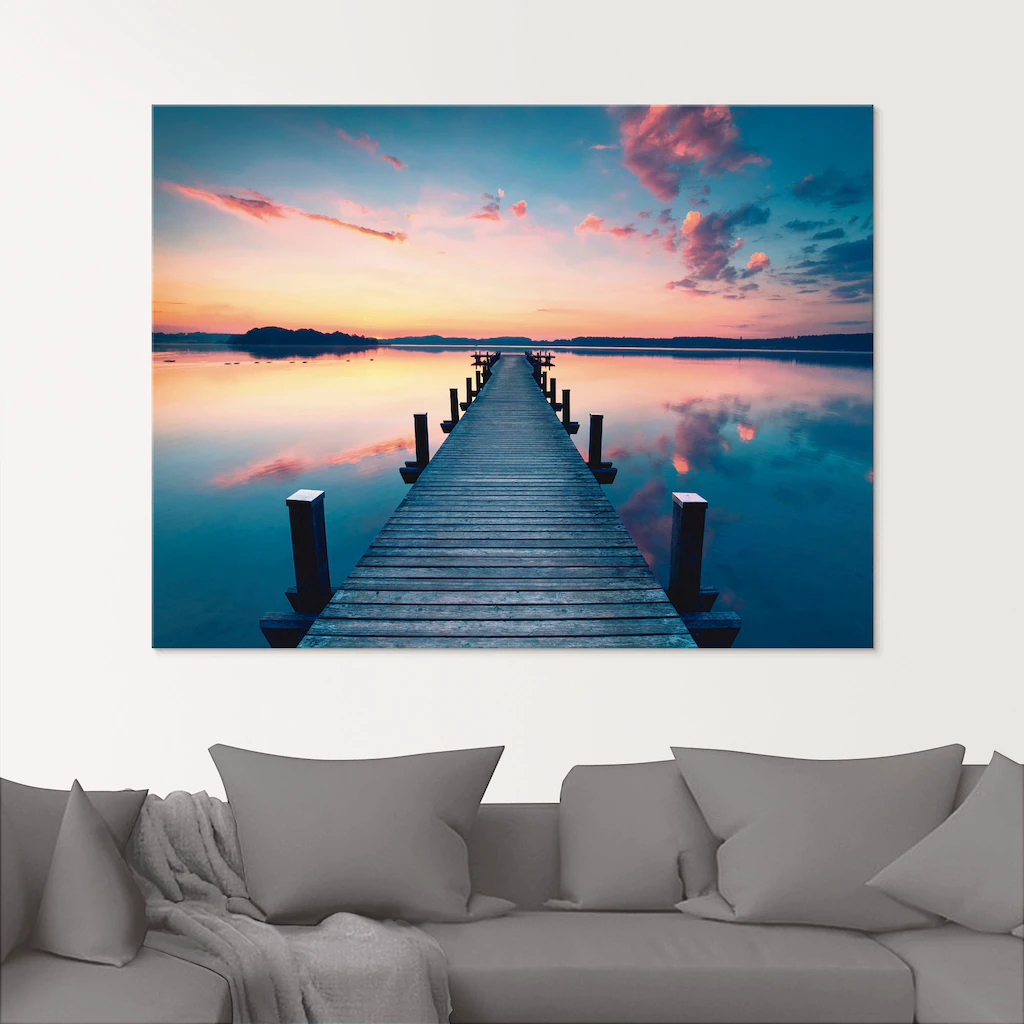 Artland Glasbild »Langer Pier am See im Sonnenaufgang«, Gewässer, (1 St.), günstig online kaufen