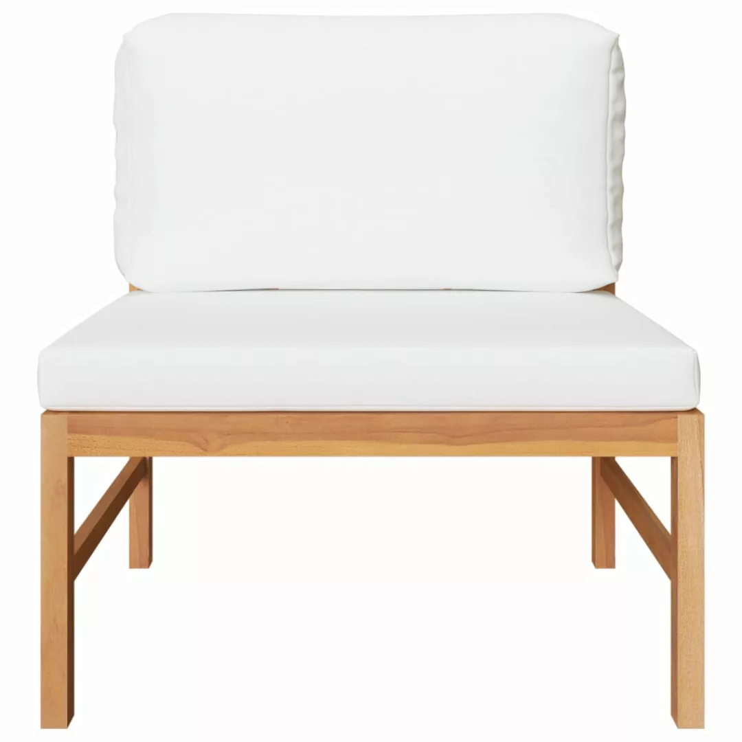 Mittelsofa Mit Creme Kissen Teak Massivholz günstig online kaufen