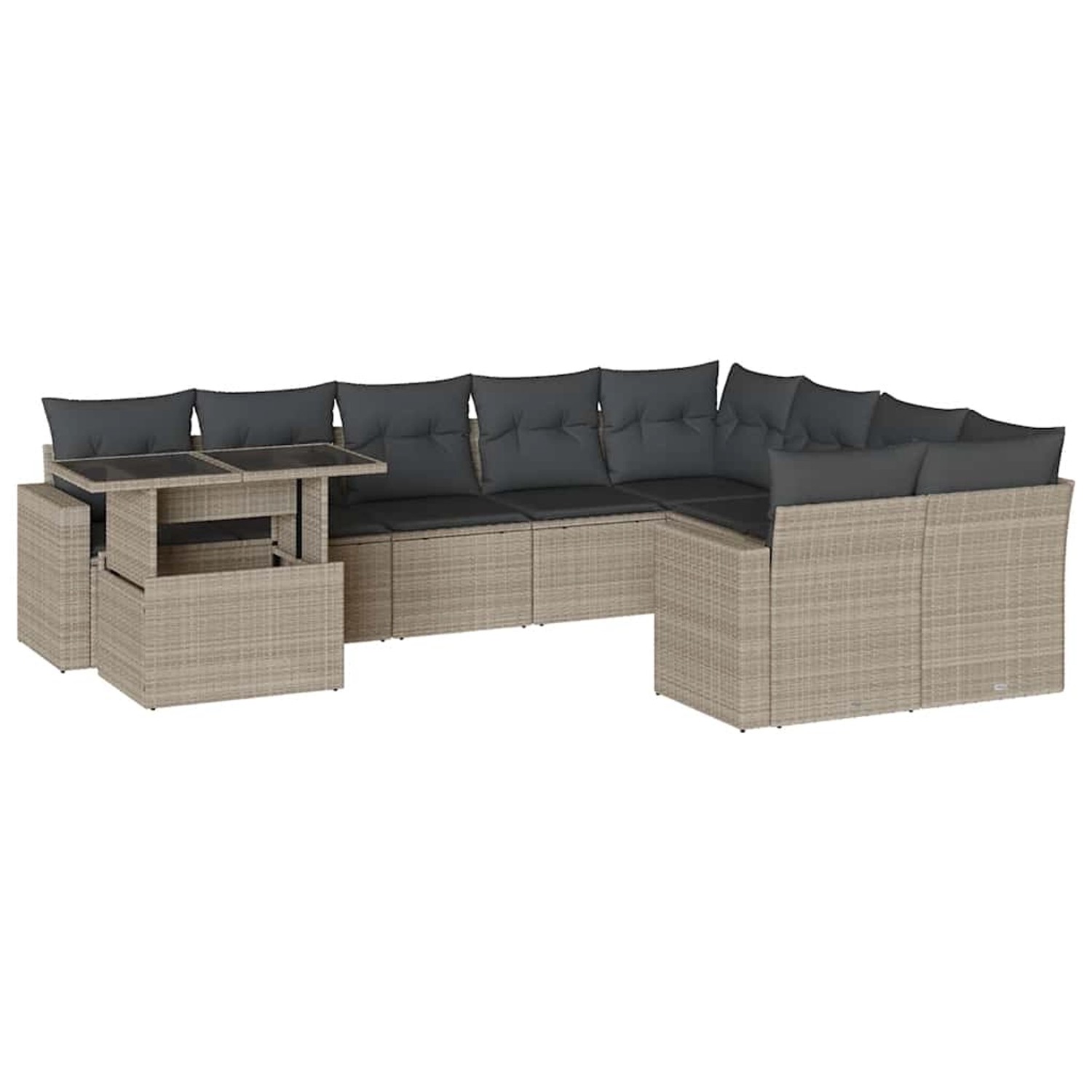 vidaXL 10-Tlg Garten-Sofagarnitur mit Kissen Hellgrau Poly Rattan 3267512 günstig online kaufen