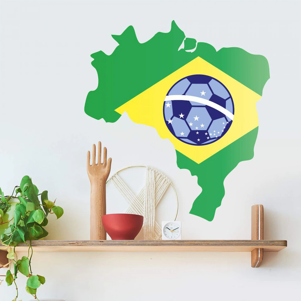 Wall-Art Wandtattoo »Brasilien Karte mit Fußball«, (1 St.), selbstklebend, günstig online kaufen