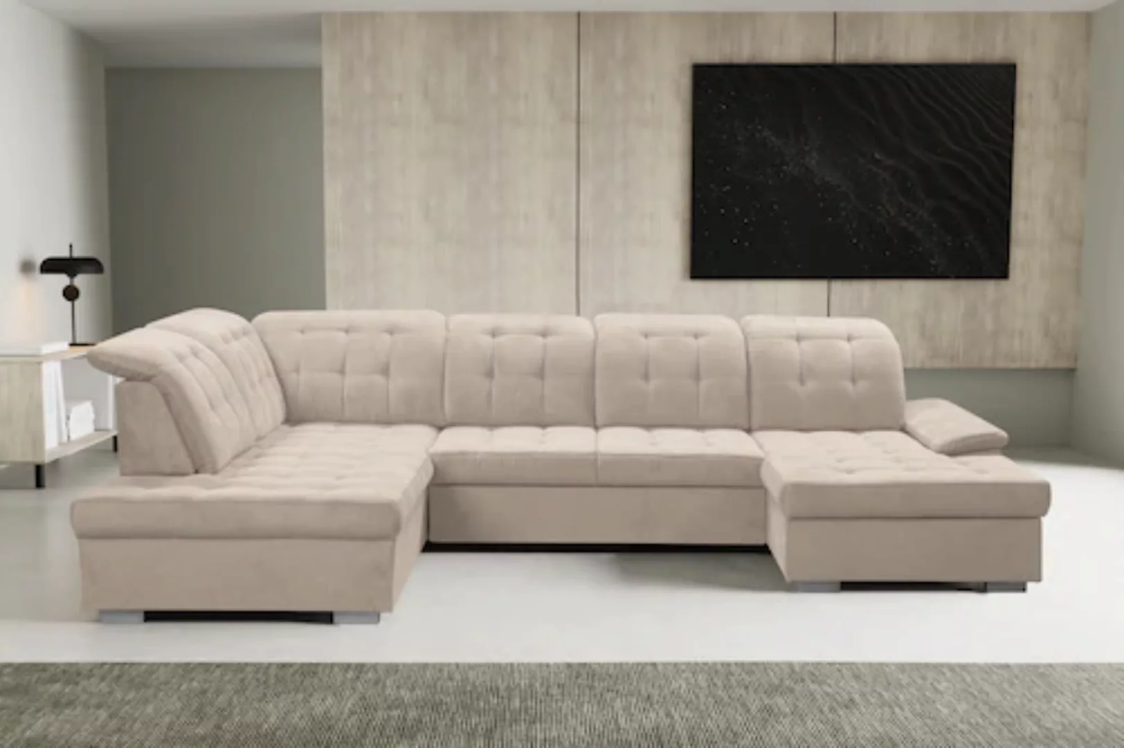 WERK2 Wohnlandschaft »Kordula-New U-Form«, Sofa in U-Form mit Schlaffunktio günstig online kaufen