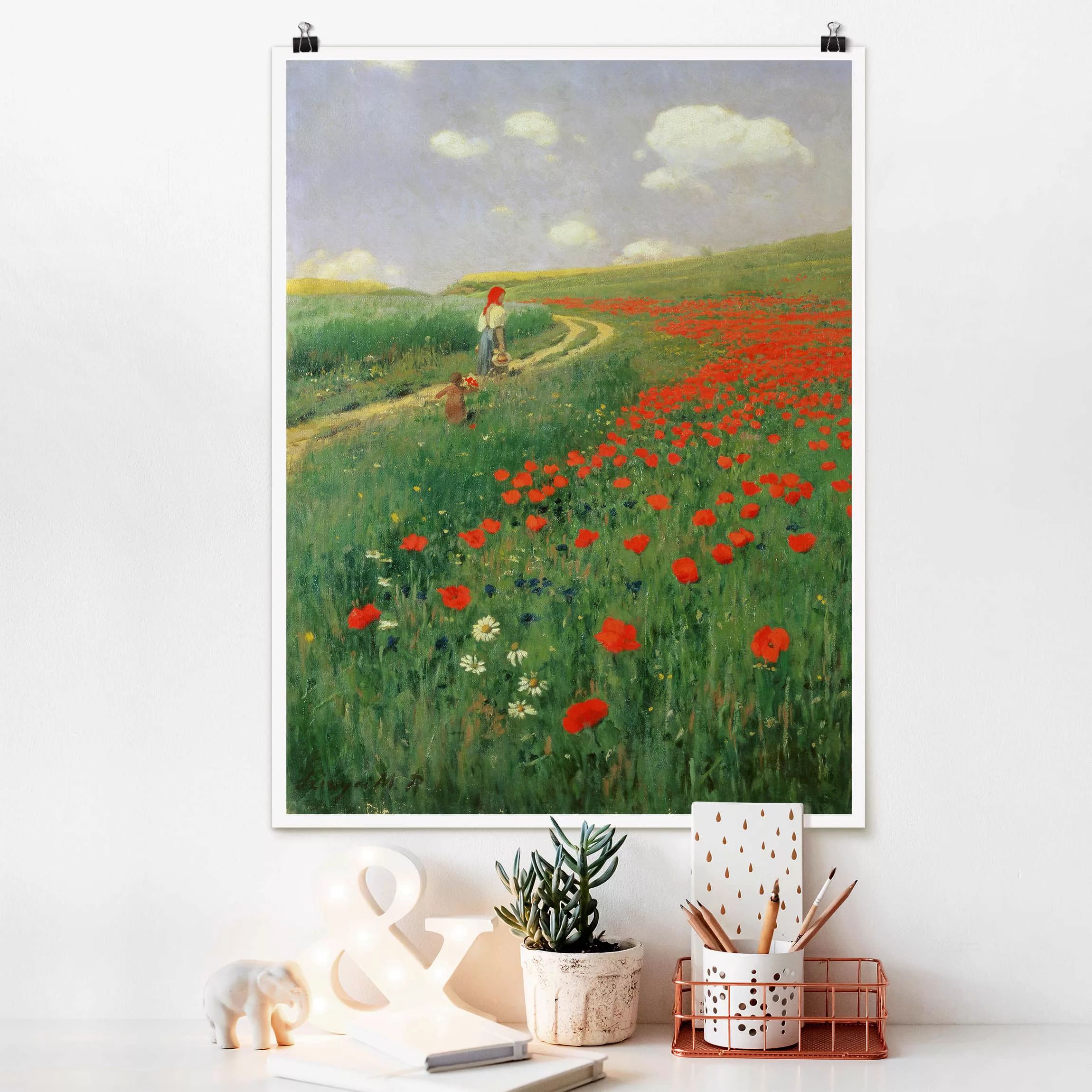 Poster - Hochformat Pál Szinyei-Merse - Sommerlandschaft mit blühendem Mohn günstig online kaufen