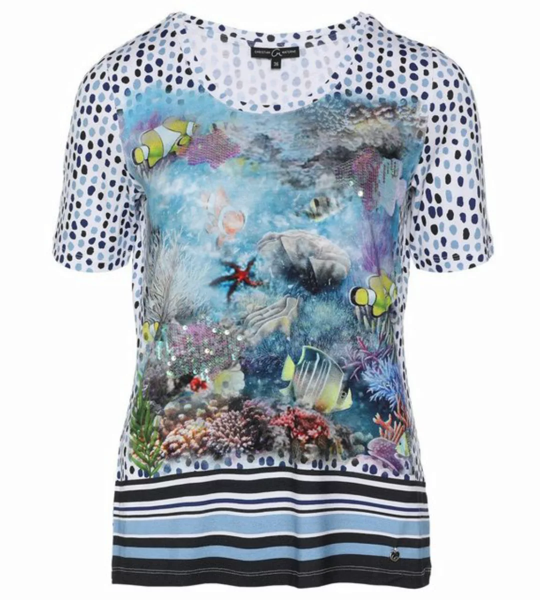 Christian Materne Kurzarmshirt T-Shirt koerpernah mit Pailletten günstig online kaufen