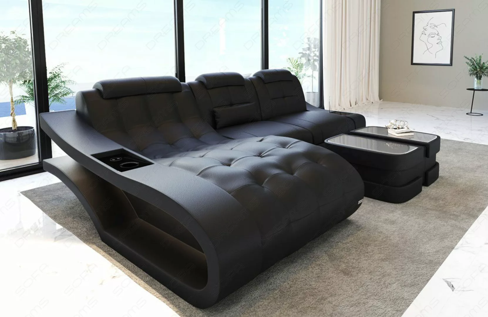 Sofa Dreams Ecksofa Leder Sofa Couch Elegante Ledercouch, L-Form Ledersofa günstig online kaufen