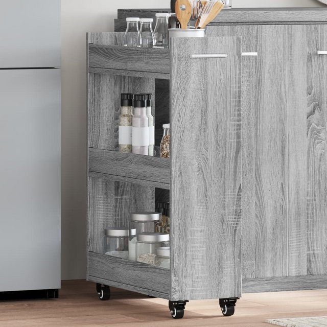 vidaXL Fächerschrank Schrank mit Rollen Grau Sonoma 60x22x79 cm Holzwerksto günstig online kaufen