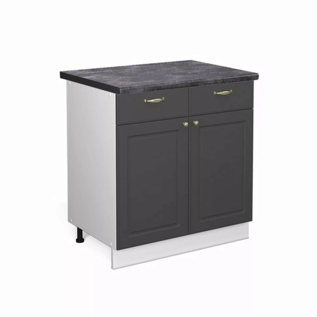 Vicco Unterschrank Fame-Line, Anthrazit-Gold/Weiß, 80 cm, AP Anthrazit günstig online kaufen