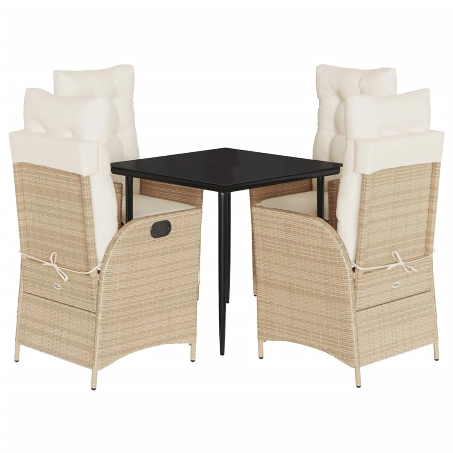 vidaXL 5-Tlg Garten-Essgruppe mit Kissen Beige Poly Rattan 3213236 günstig online kaufen