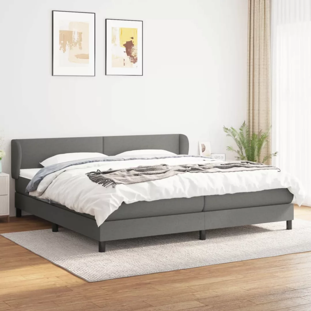 vidaXL Bettgestell Boxspringbett mit Matratze Dunkelgrau 200x200 cm Stoff B günstig online kaufen