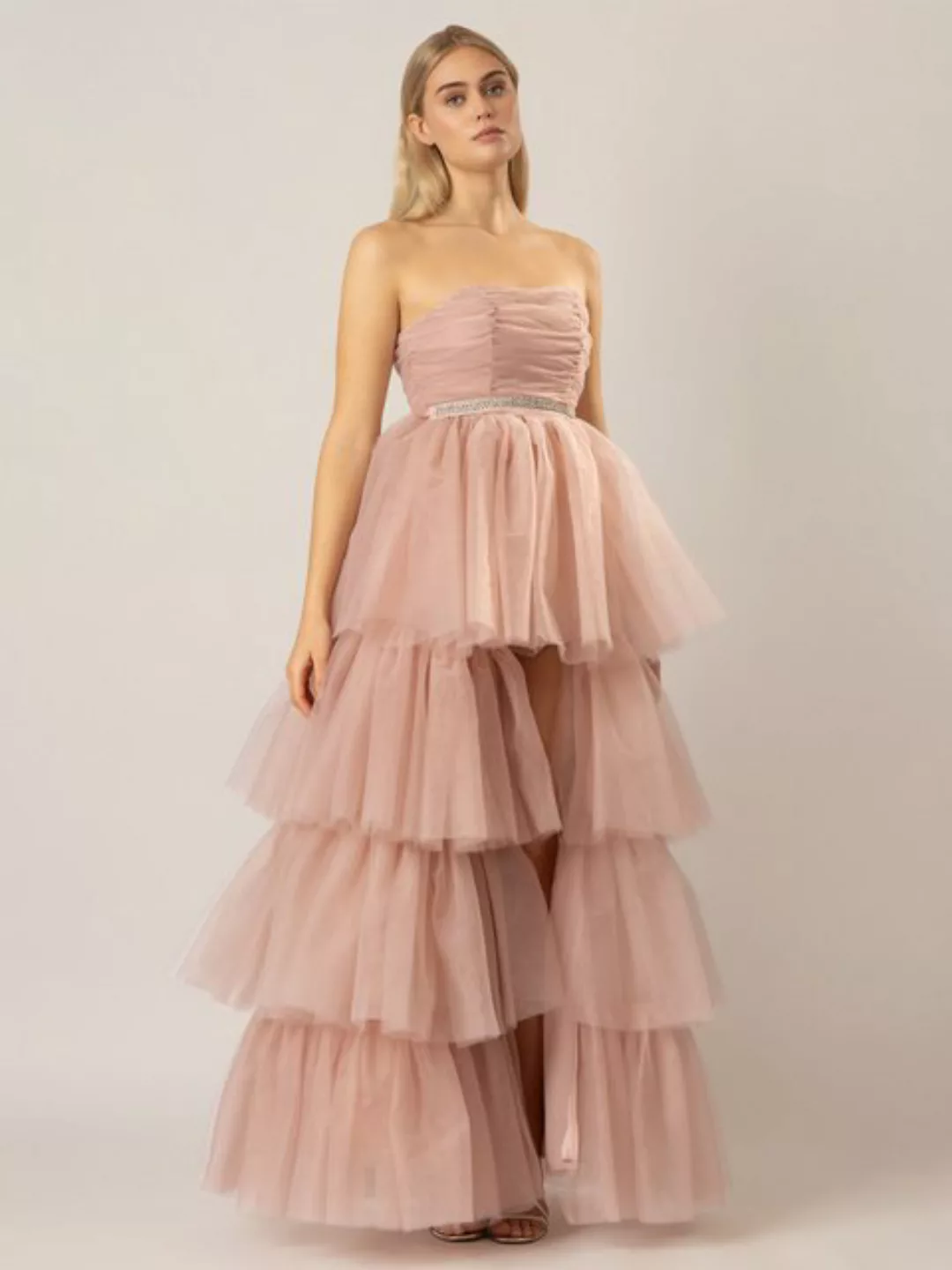 Apart Abendkleid aus hochwertigem Nylon Material mit Volants günstig online kaufen