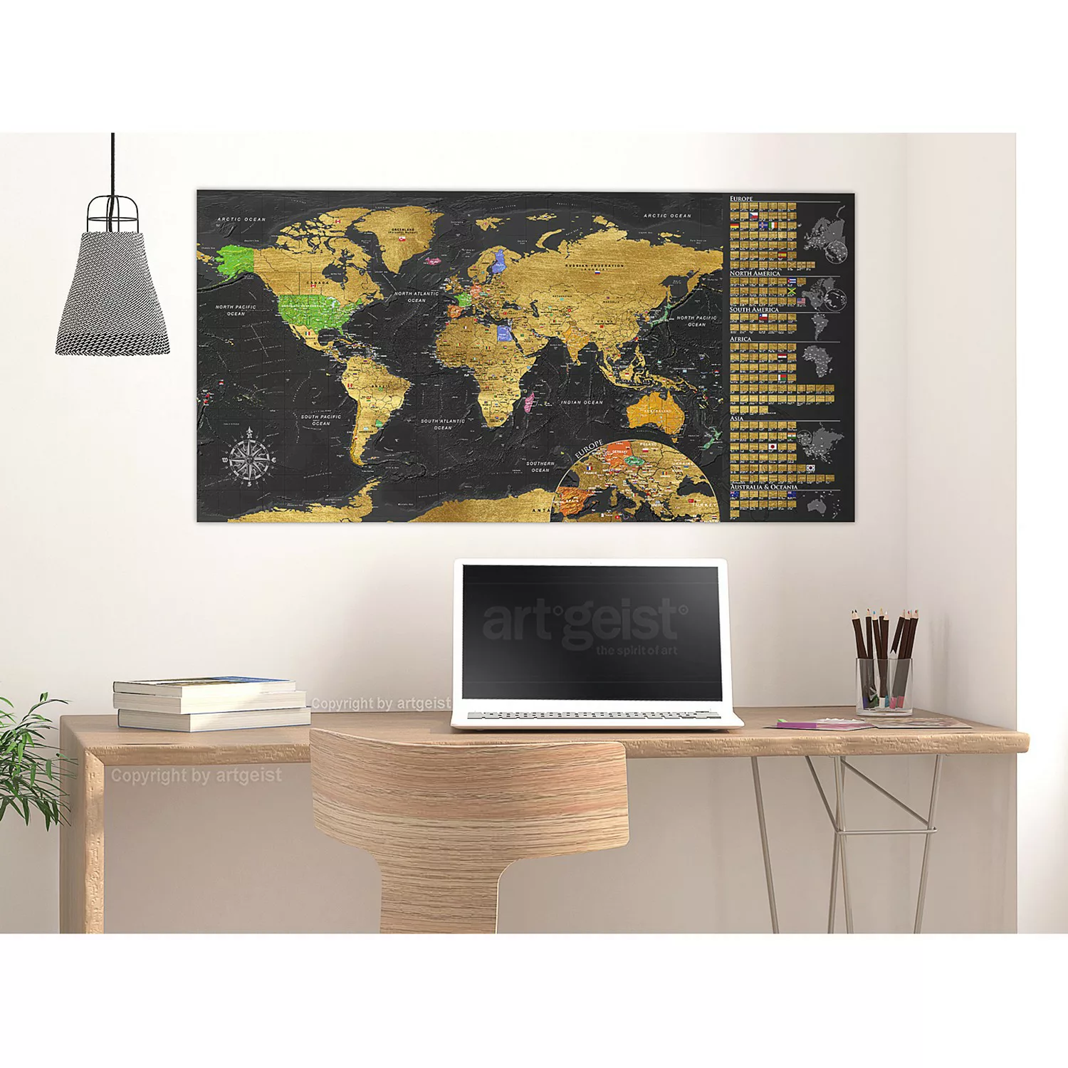 home24 Wandposter Weltkarte III günstig online kaufen