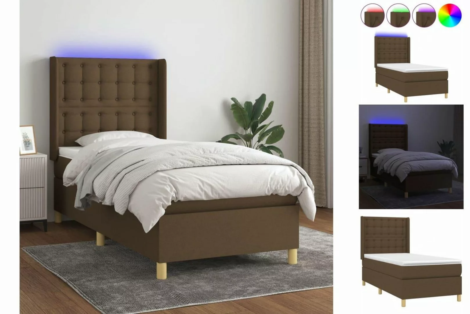 vidaXL Boxspringbett Bett Boxspringbett mit Matratze und LED Stoff (80 x 20 günstig online kaufen