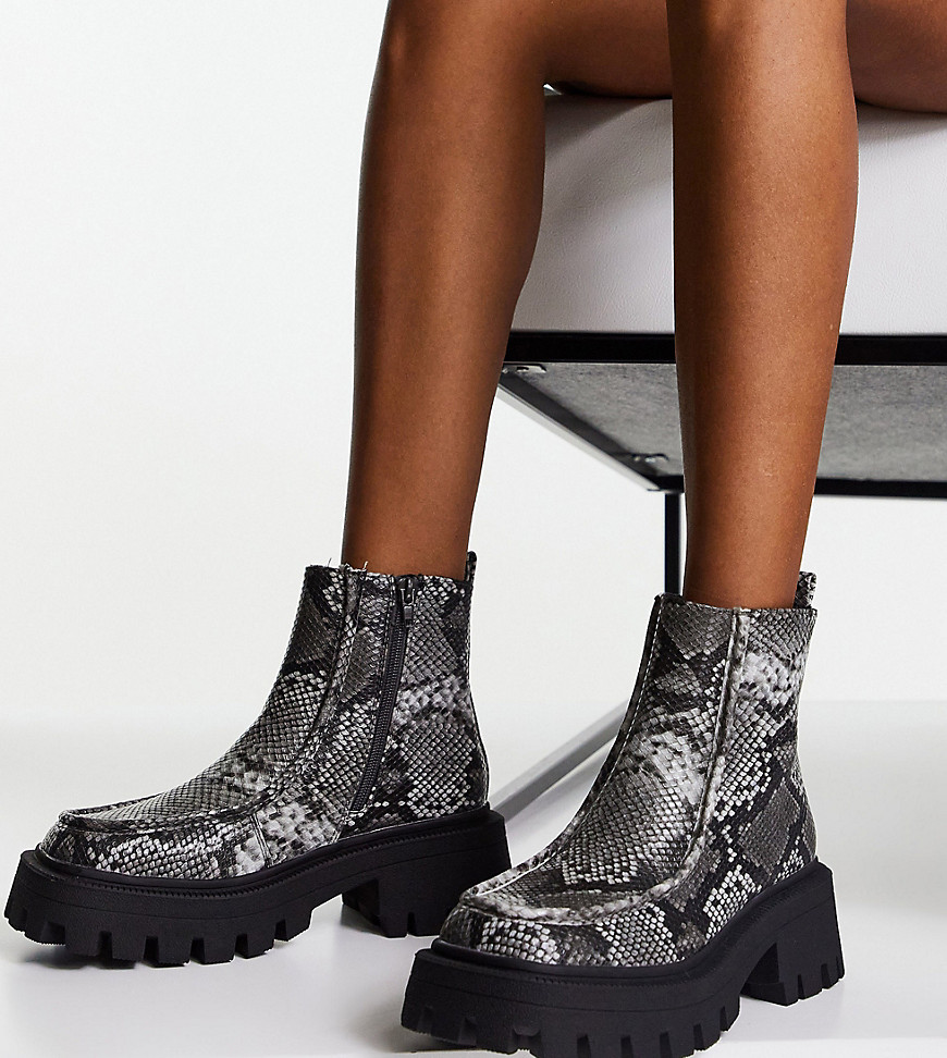 ASOS DESIGN Wide Fit – Anaconda – Loafer-Stiefel mit dicker Sohle und Schla günstig online kaufen