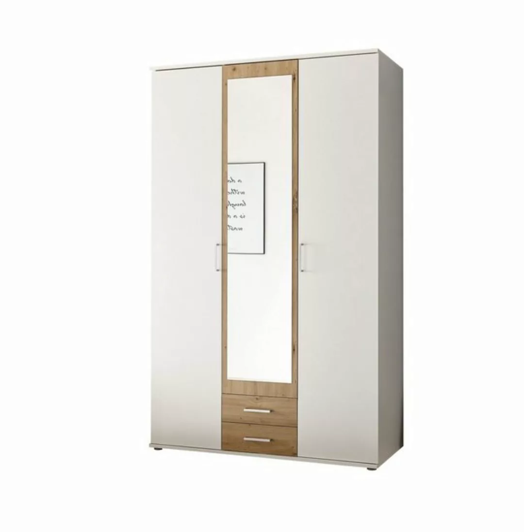möbelando Kleiderschrank Hanau (BxHxT: 120x196x54 cm) in Weiß / Artisan Eic günstig online kaufen