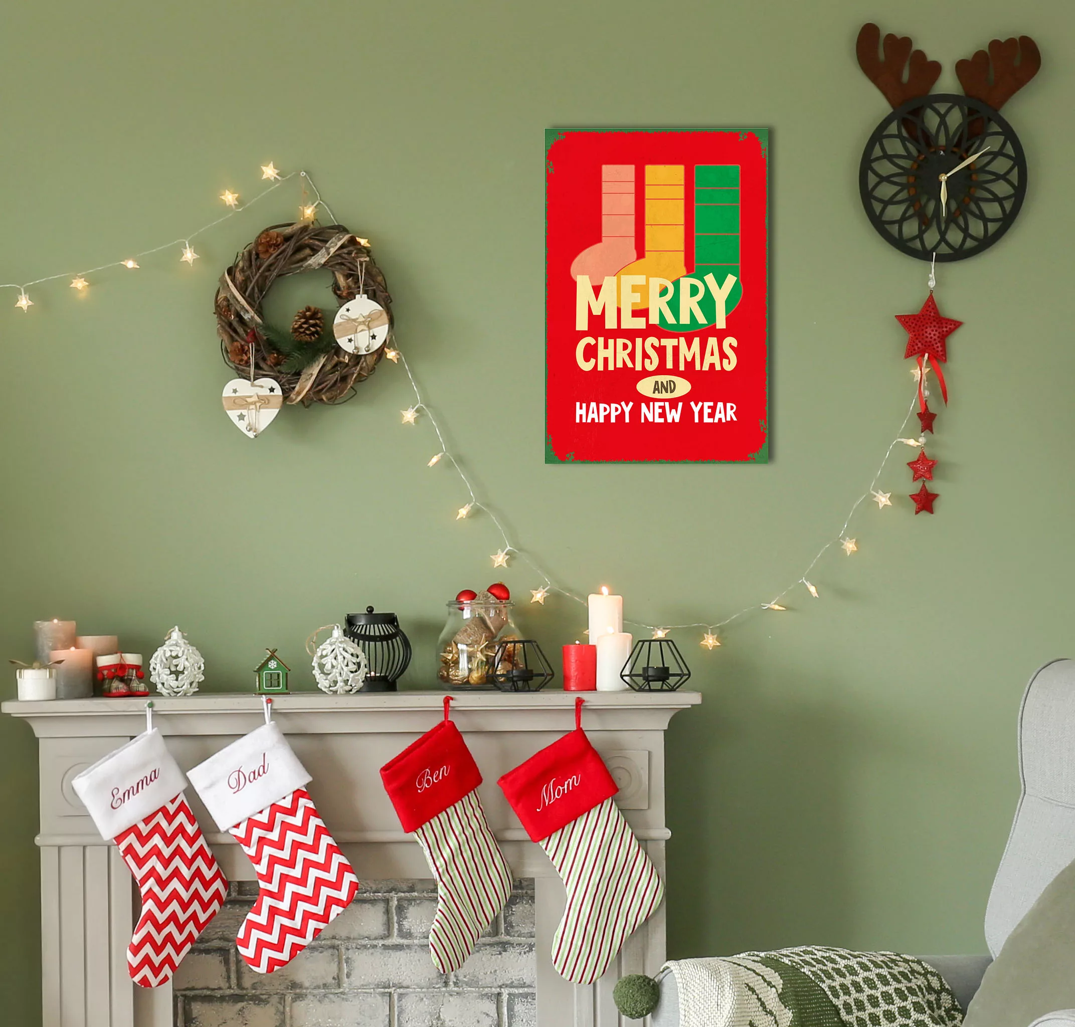 queence Metallbild "Christmas Stocking", (1 St.), Stahlschilder günstig online kaufen