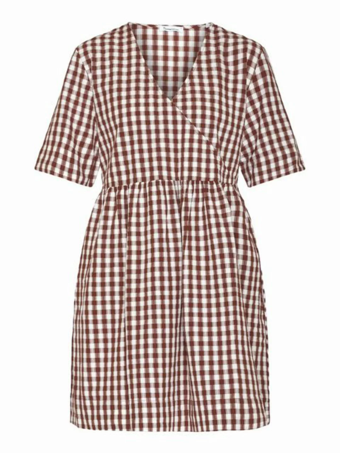 KnowledgeCotton Apparel Sommerkleid Cross Over A-Shape Seersucker Checkered günstig online kaufen