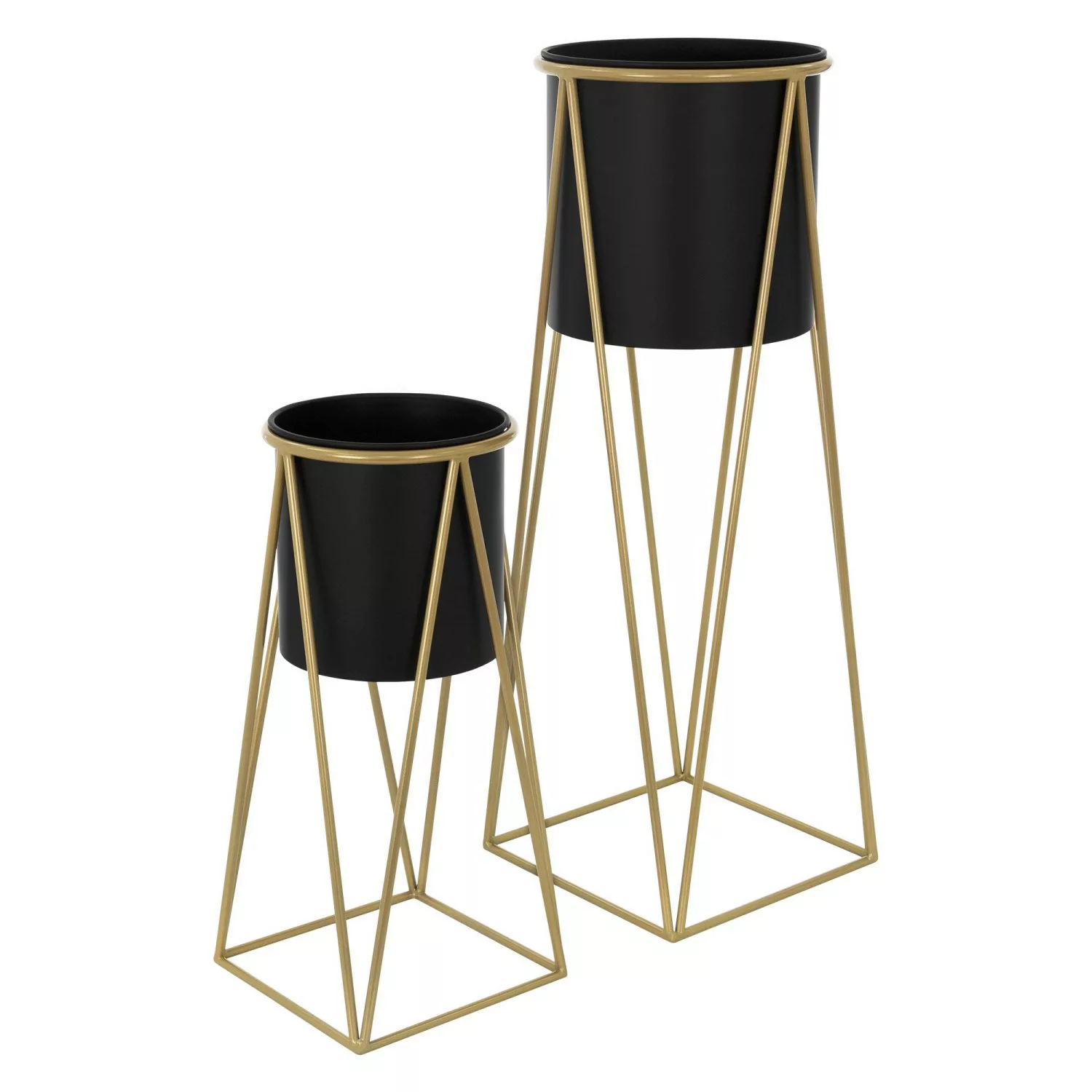 ML-Design Blumenständer 2Er Set Schwarz-Gold 21,8x22x47cm 25x25x71cm aus St günstig online kaufen