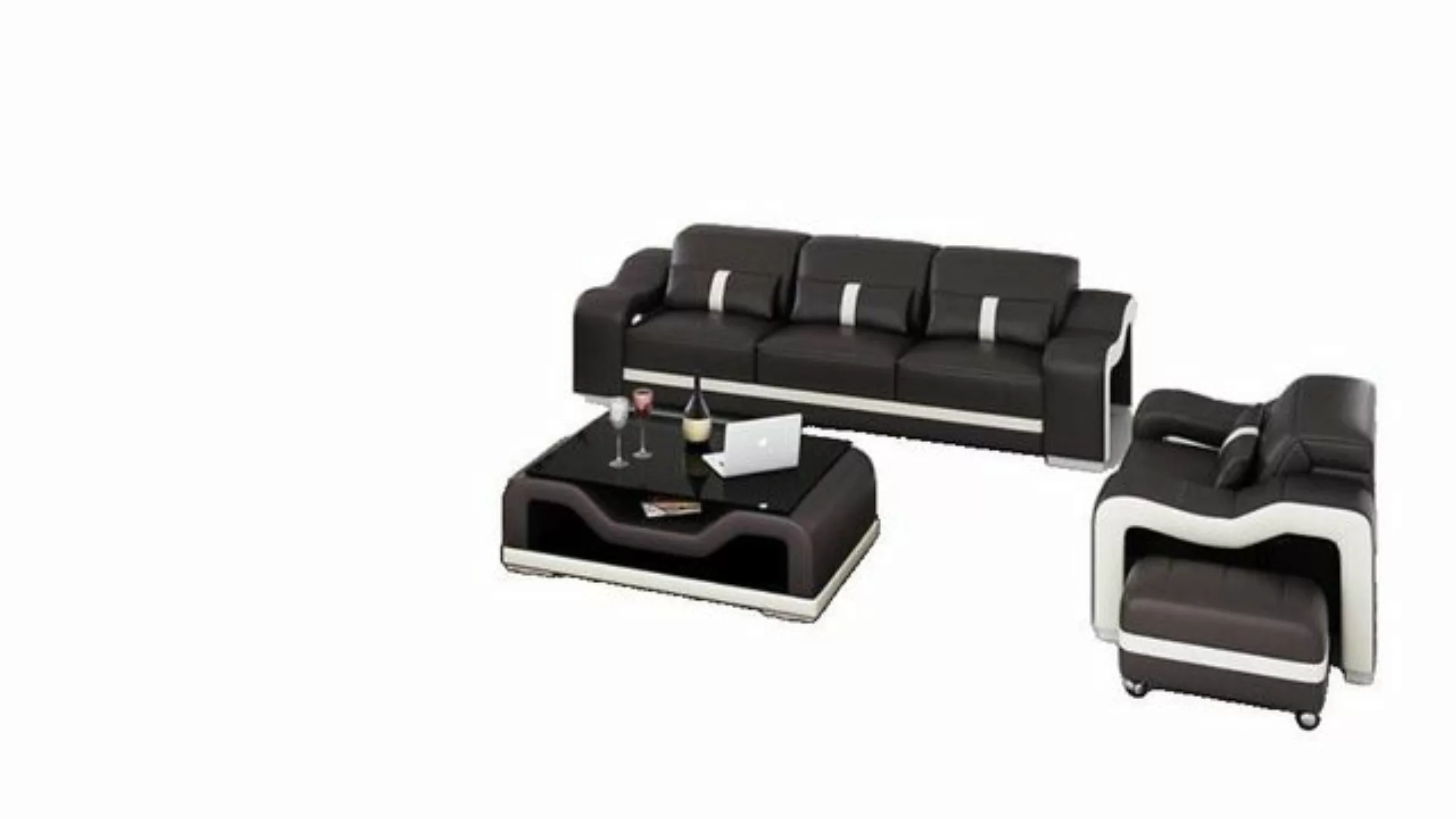 JVmoebel Sofa Schwarze Sofagarnitur 3+2+2 Sitzer Designer Sofa Polster Möbe günstig online kaufen